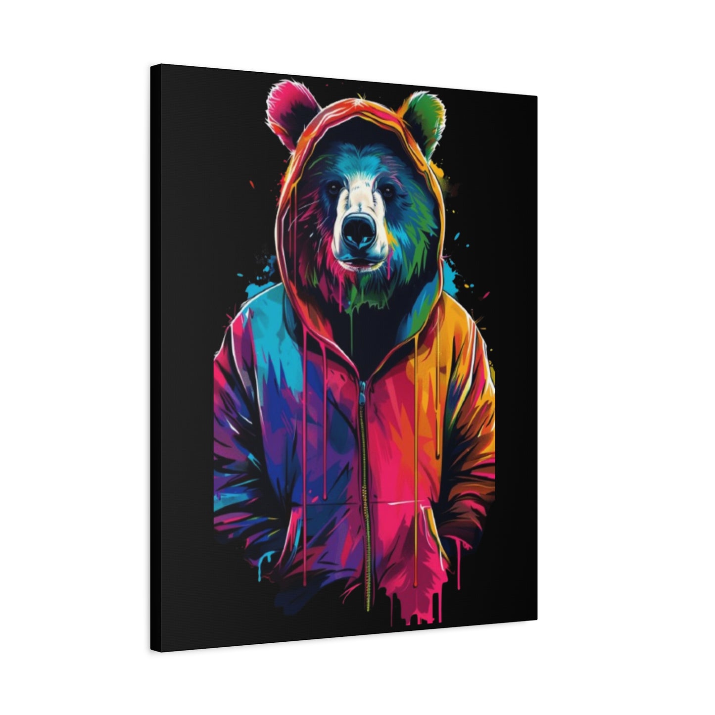 Vibrant Bear Canvas Art, Colorful Wall Decor, Modern Animal Painting, Home Aesthetic, Unique Gift Idea, Wildlife Lover Decor - VYBE Shop