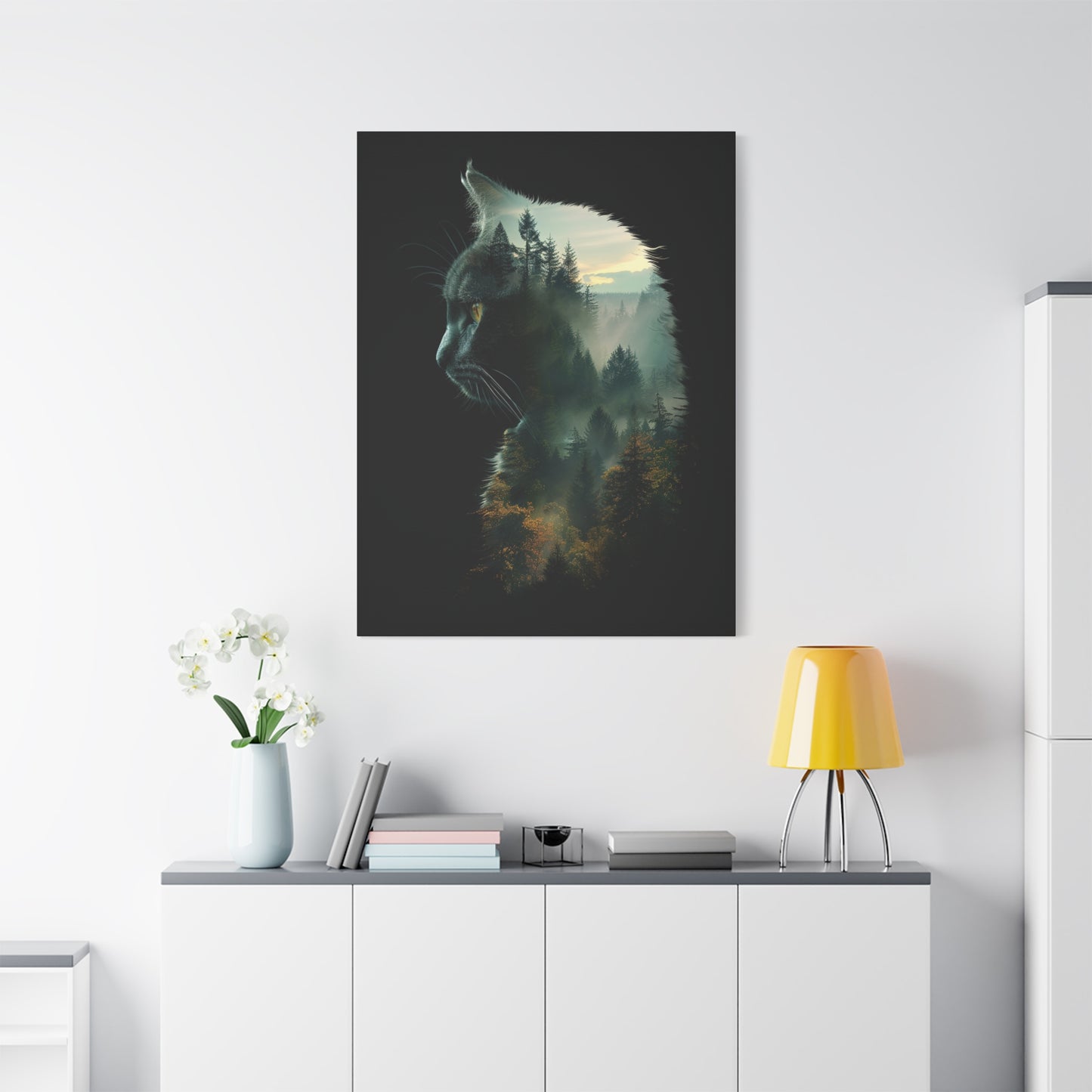 Cat Forest Matte Canvas Wall Art | Feline Home Decor, Gift for Cat Lovers, Nature Art Print, Unique Wall Decor, Cat-Themed Gift - VYBE Shop