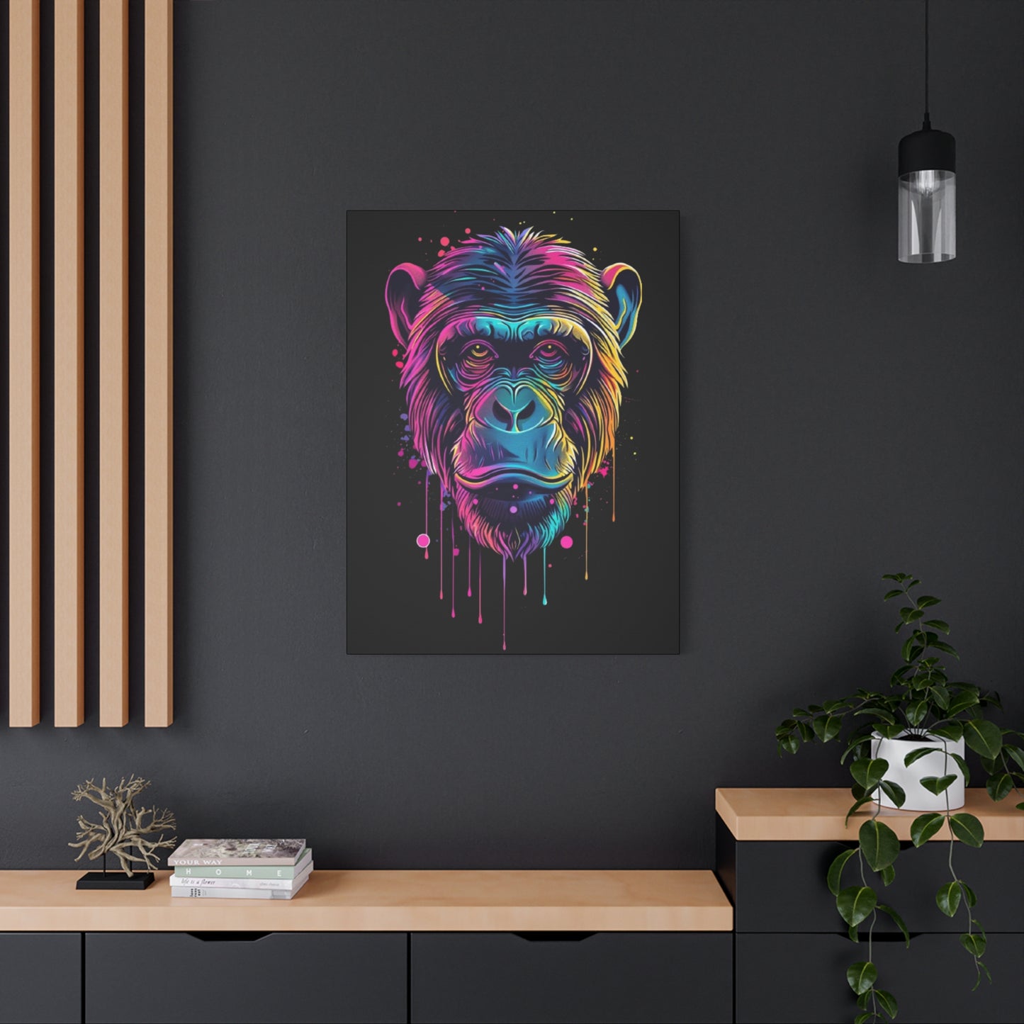 Colorful Monkey Canvas Art, Wall Decor, Animal Lover Gift, Gamer Room Design, Colorful Home Decoration - VYBE Shop