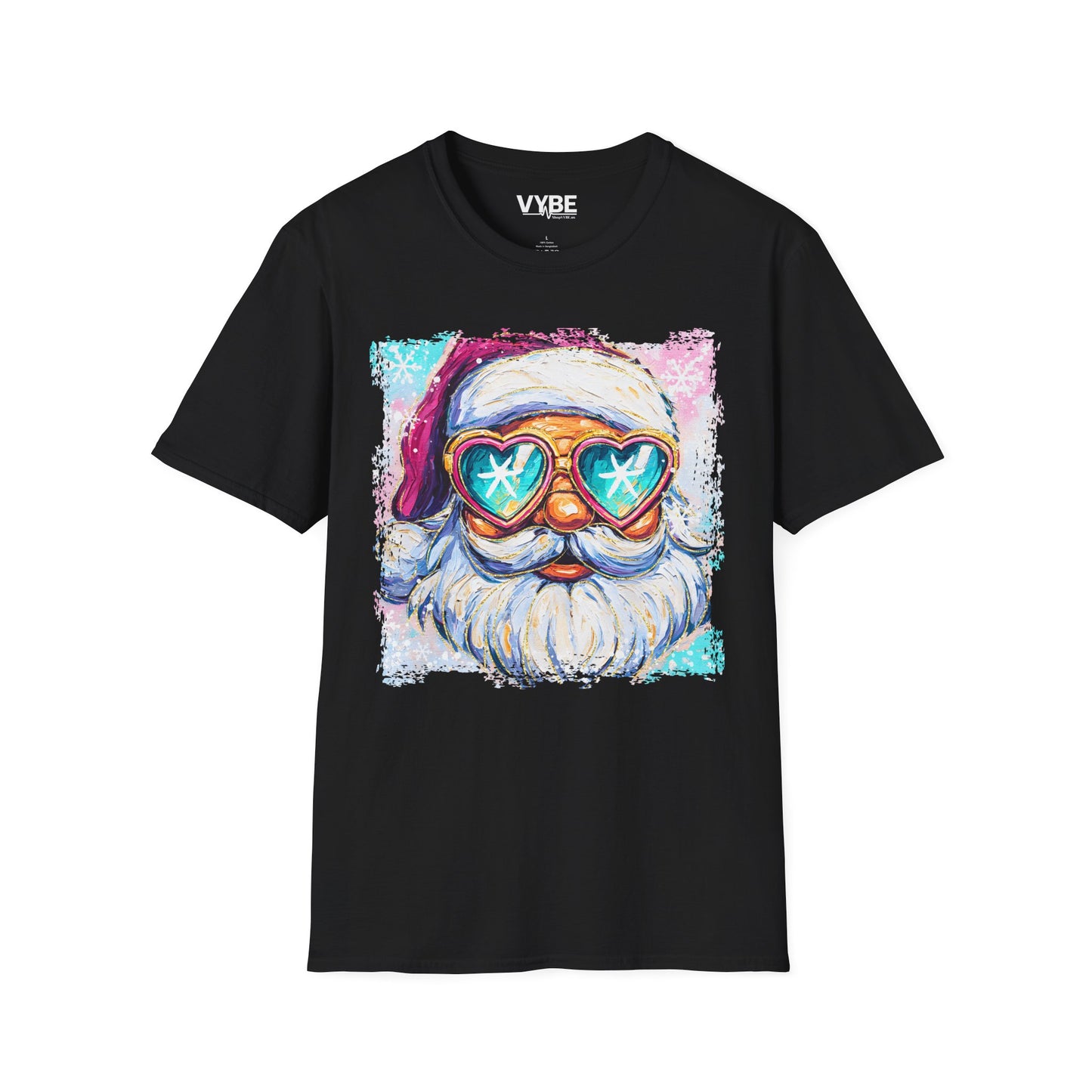 Festive Santa With Heart Glasses Tee - VYBE