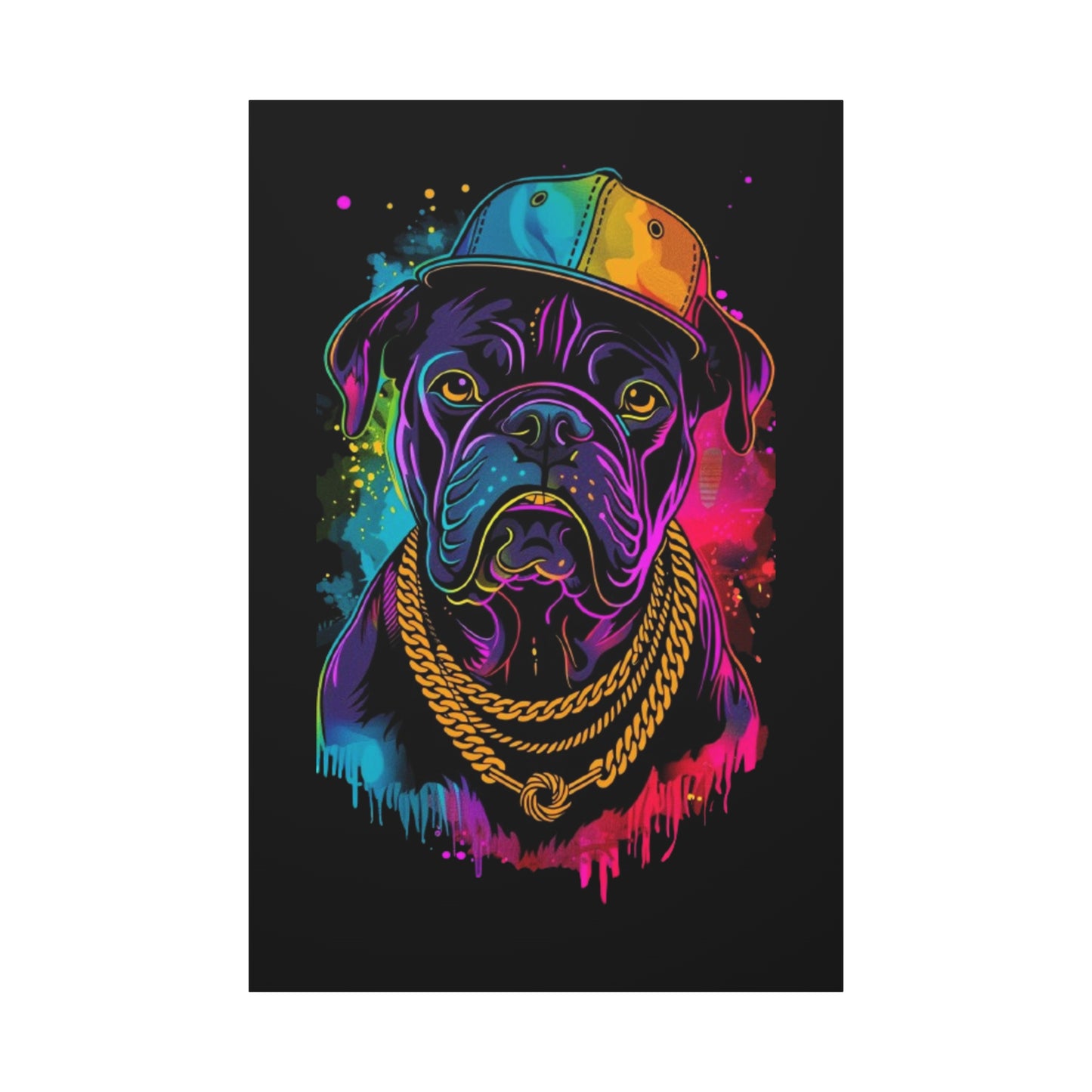 Neon Dog In Chain Matte Canvas, Stretched, 1.25" - VYBE Shop