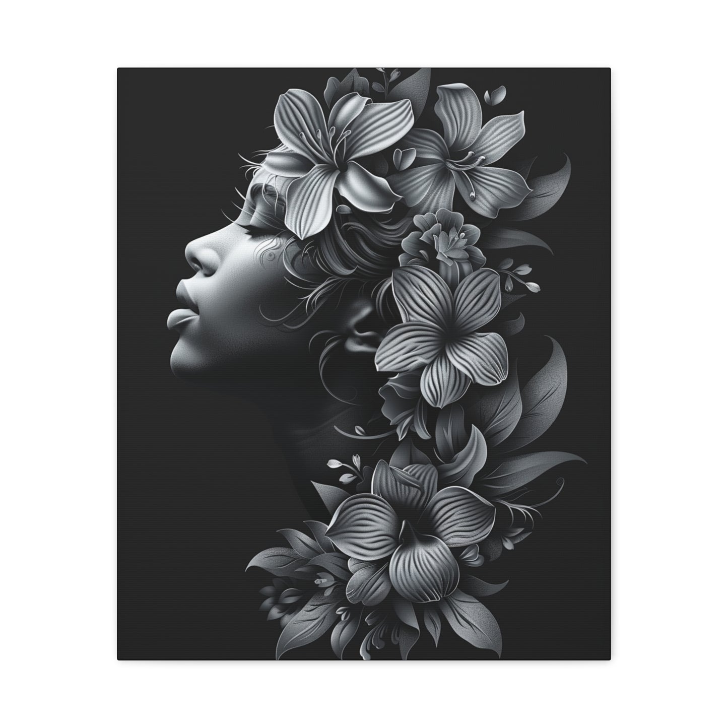 Floral Silhouette Canvas Print, Wall Art, Home Decor, Gift for Her, Modern Wall Hanging, Botanical Art - VYBE Shop