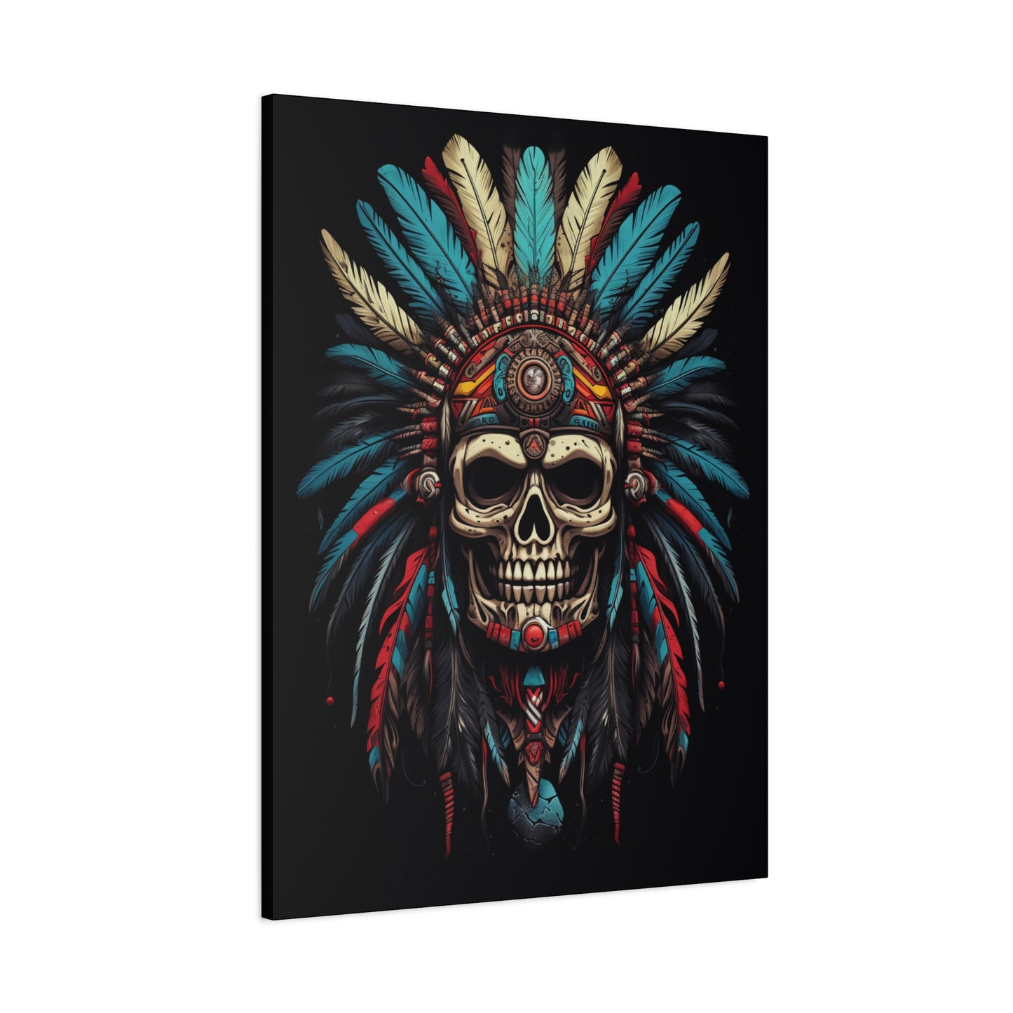 Bohemian Skull Canvas Art Print, Stretched Wall Decor, Unique Skull Artwork, Home Office Decoration, Ideal Gift for Art Lovers - VYBE Shop