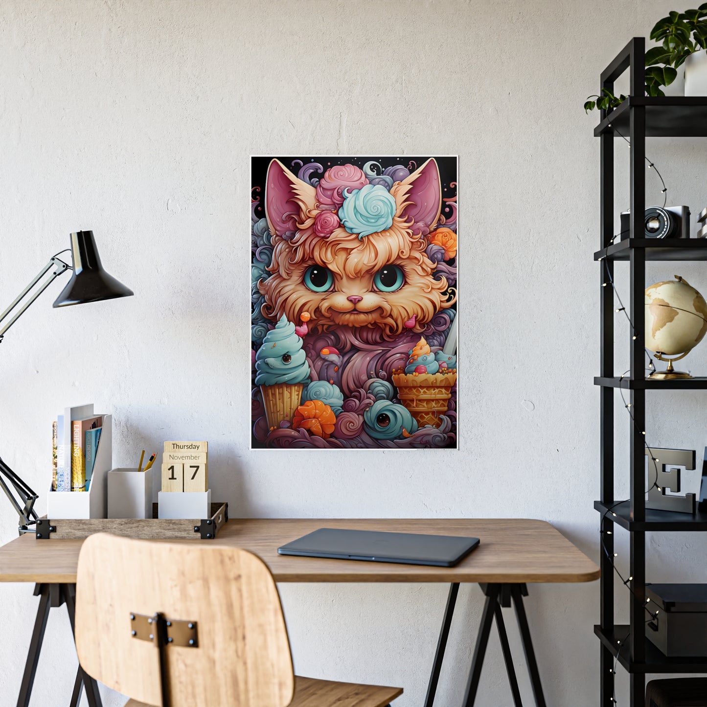 Colorful Cat Wall Art Poster - Cute Gloss Print for Vibrant Home Decor - VYBE Shop