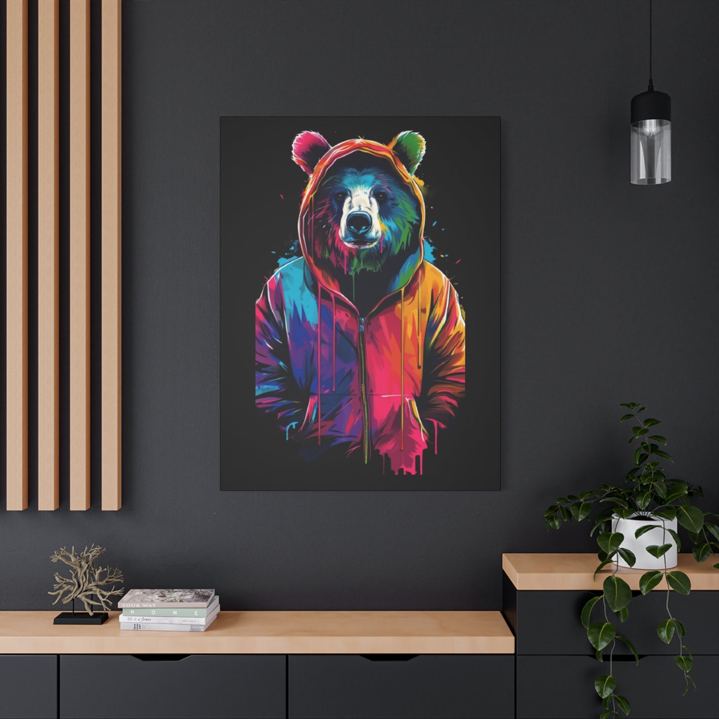 Vibrant Bear Canvas Art, Colorful Wall Decor, Modern Animal Painting, Home Aesthetic, Unique Gift Idea, Wildlife Lover Decor - VYBE Shop