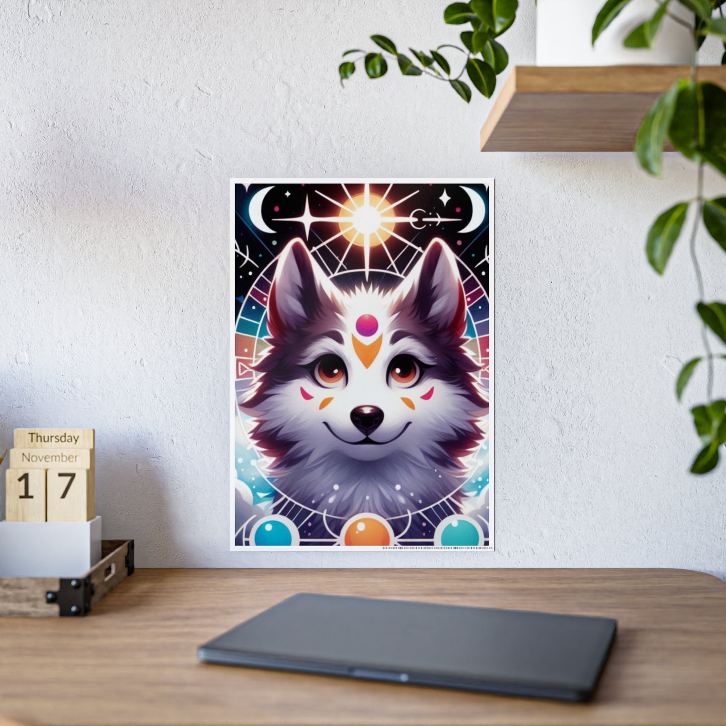 Cosmic Wolf Poster | Astrological Art for Home Decor - VYBE Shop