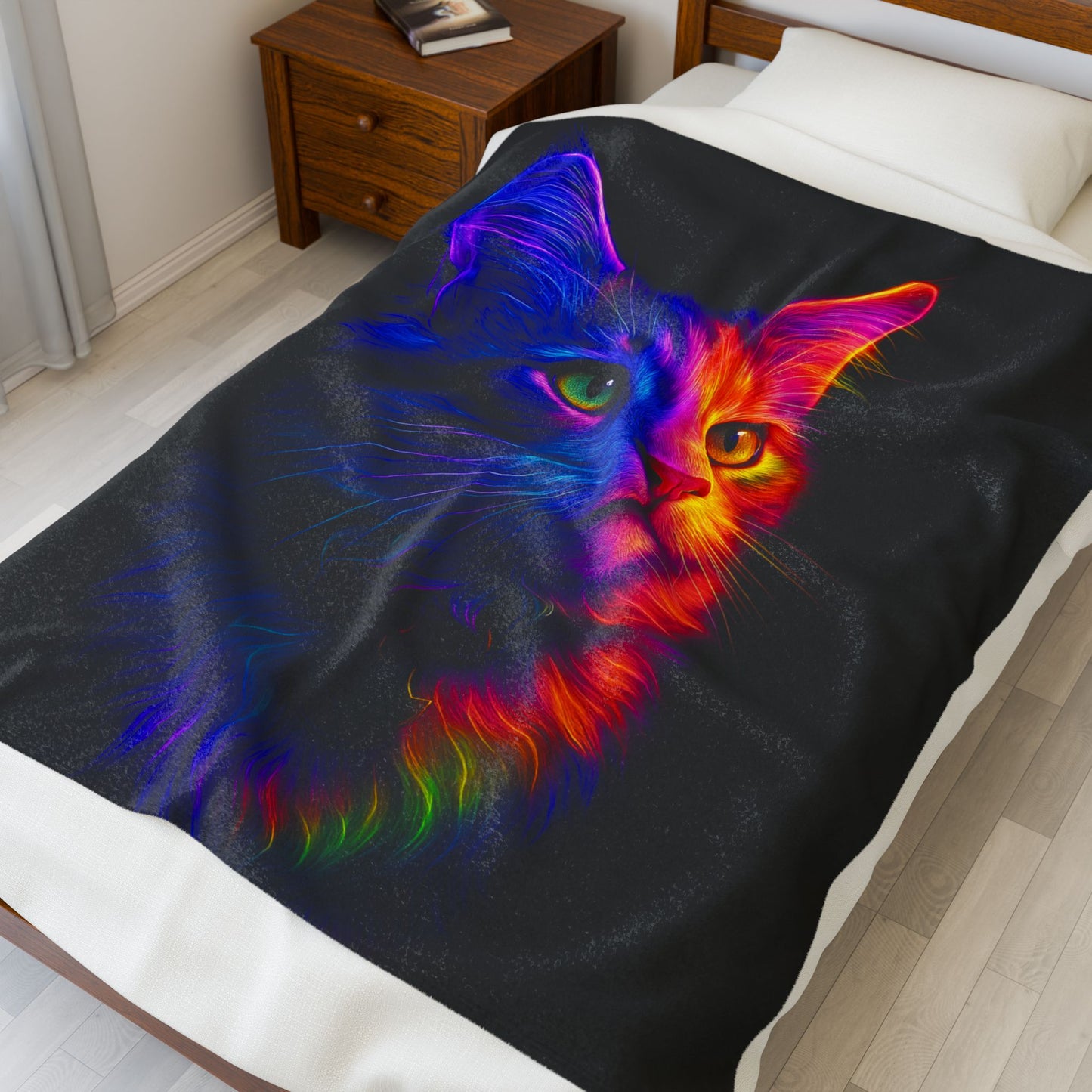 Neon Cat Velvet Blanket - VYBE Shop