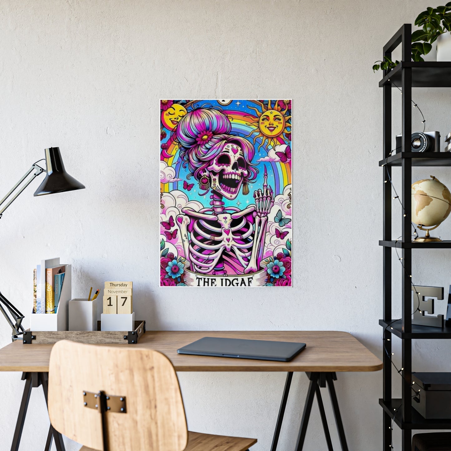 Idgaf Skeleton Wall Poster, Tarot - VYBE Shop