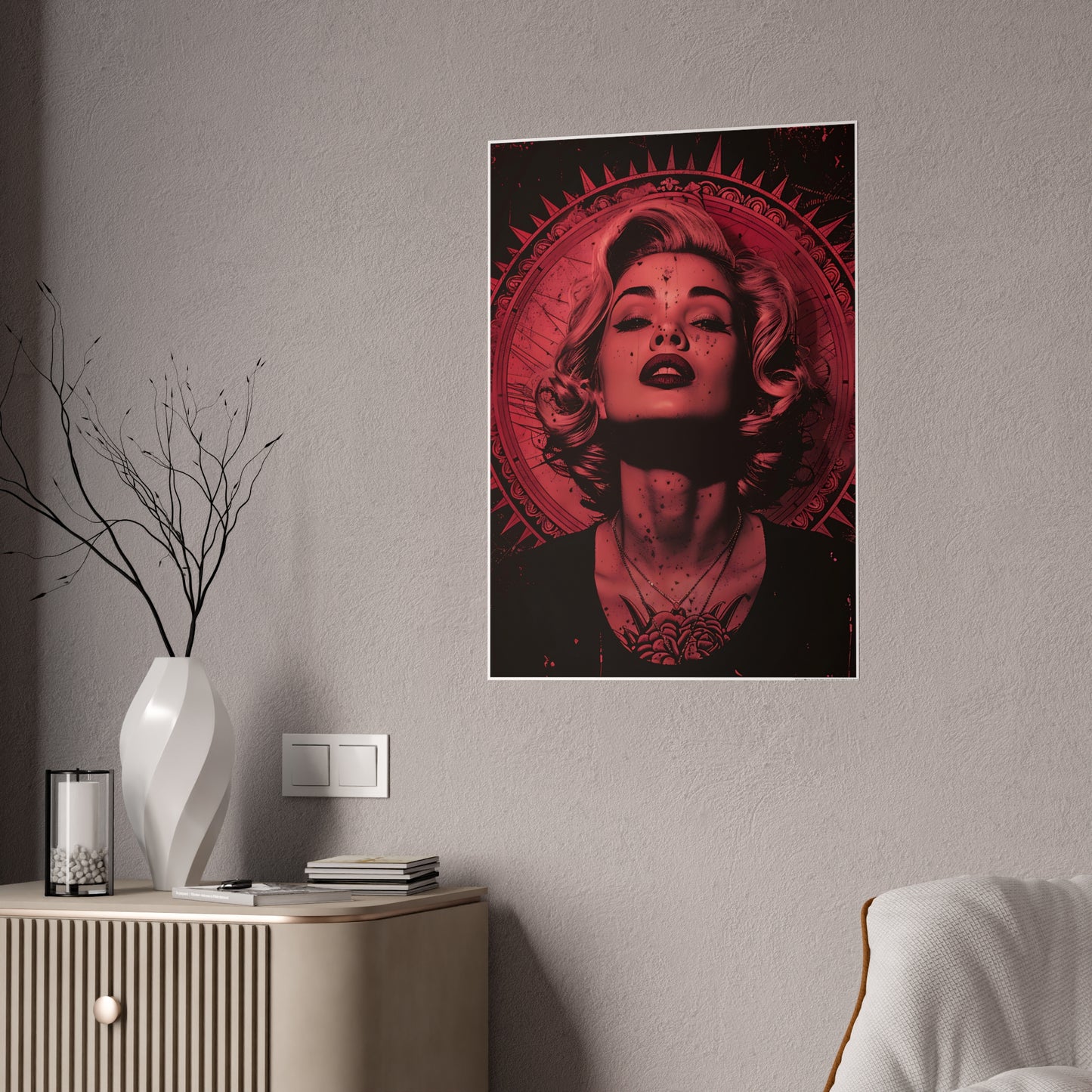 Woman In Red Art Print - Elegant Poster for Stylish Decor - VYBE Shop