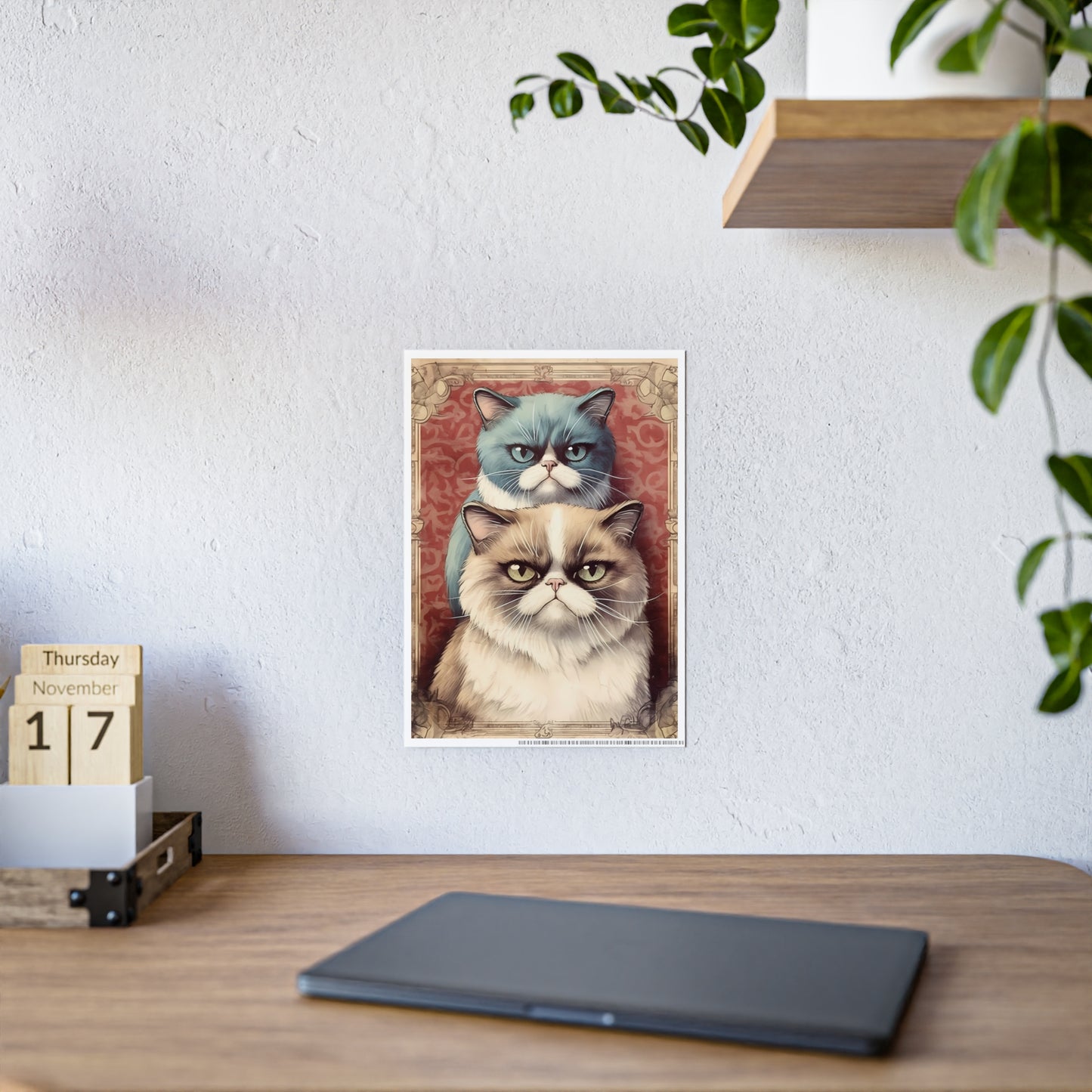 Cute Cat Art Poster, Cat Lover Gift - VYBE Shop