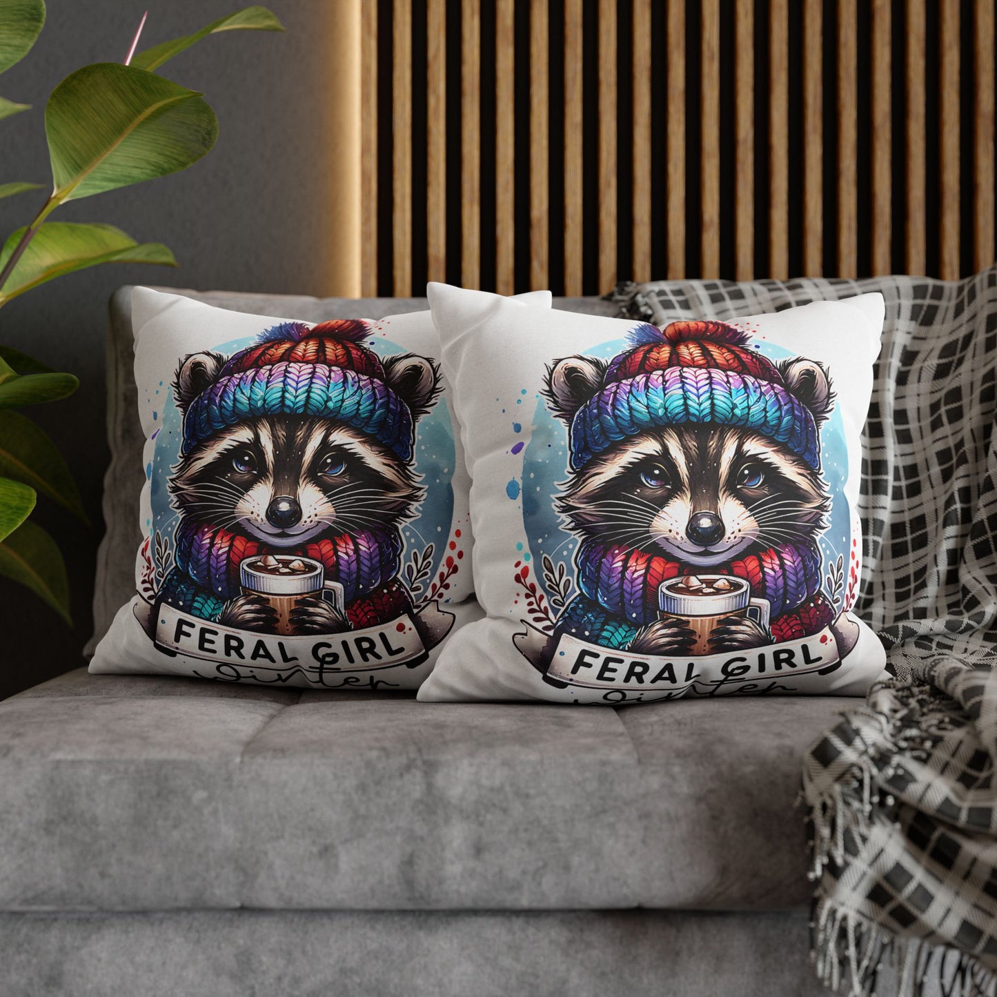 Feral Girl Winter Pillowcase - Cozy Decor for Animal Lovers, Perfect Winter Chill Vibe Home Accent Cushion Cover - VYBE Shop