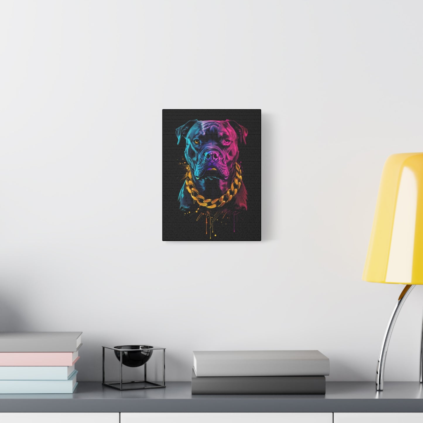 Neon Dog Portrait Canvas Print, Colorful Pet Art Wall Decor, Dog Lover Gift, Home Decoration, Unique Pet Memorial - VYBE Shop