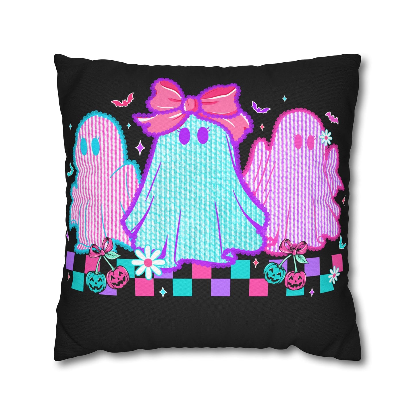 Colorful Ghost Pillowcase | Whimsical Halloween Decor, Spooky Home Accent Cushion Cover, Vibrant Ghost Design - VYBE Shop