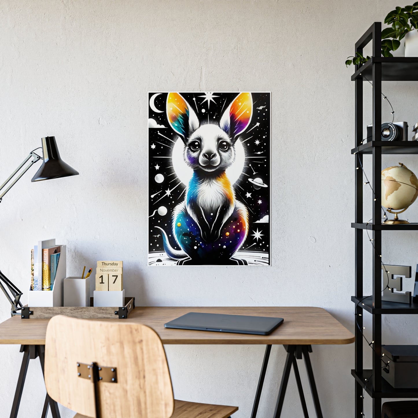 Vibrant Animal Wall Art Print, Glossy Poster of Colorful Rabbit Design - VYBE Shop