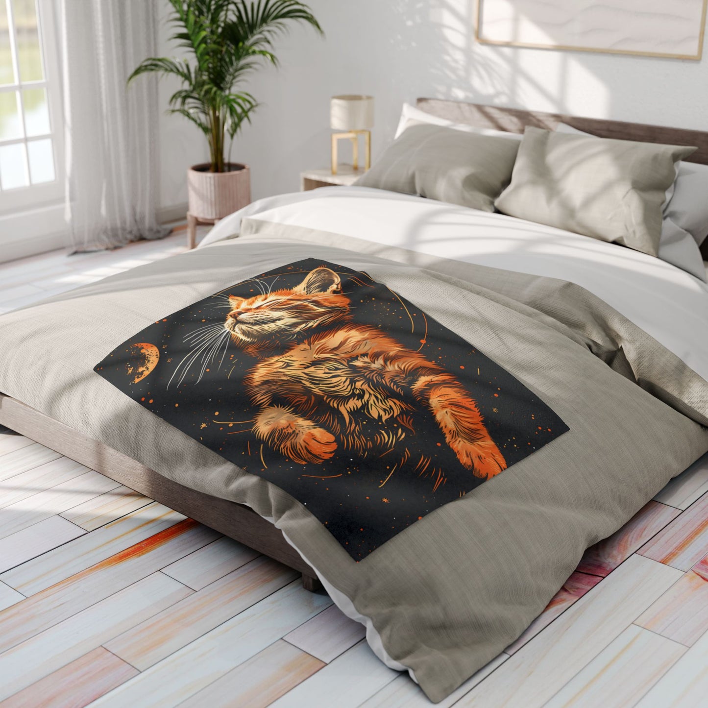 Cosmic Cat Fleece Blanket – Cozy Space-Themed Throw, Pet Lover Gift, Home Decor, Cat Lover Blanket, Warm Gift for All Occasions - VYBE