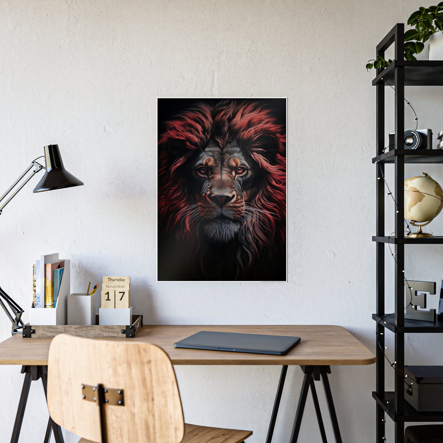 Lion Art Print Poster - Vibrant Glossy Wall Decor for Animal Lovers, Modern Home Accent, Majestic Lion Art - VYBE Shop
