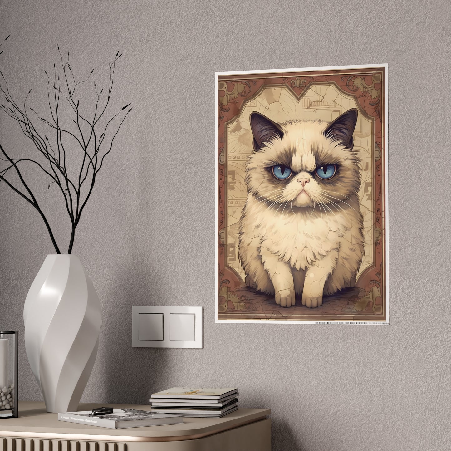 Grumpy Cat Art Poster, Cute Cat Poster - VYBE Shop
