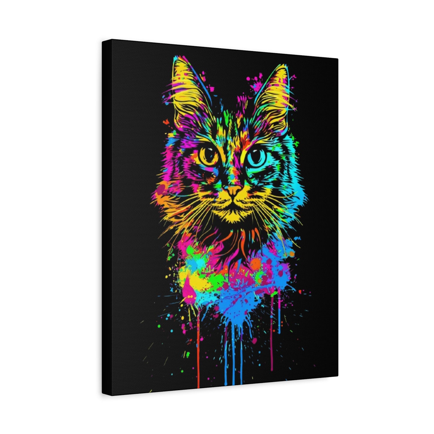 Neon Cat Design Matte Canvas Framed Print - VYBE Shop