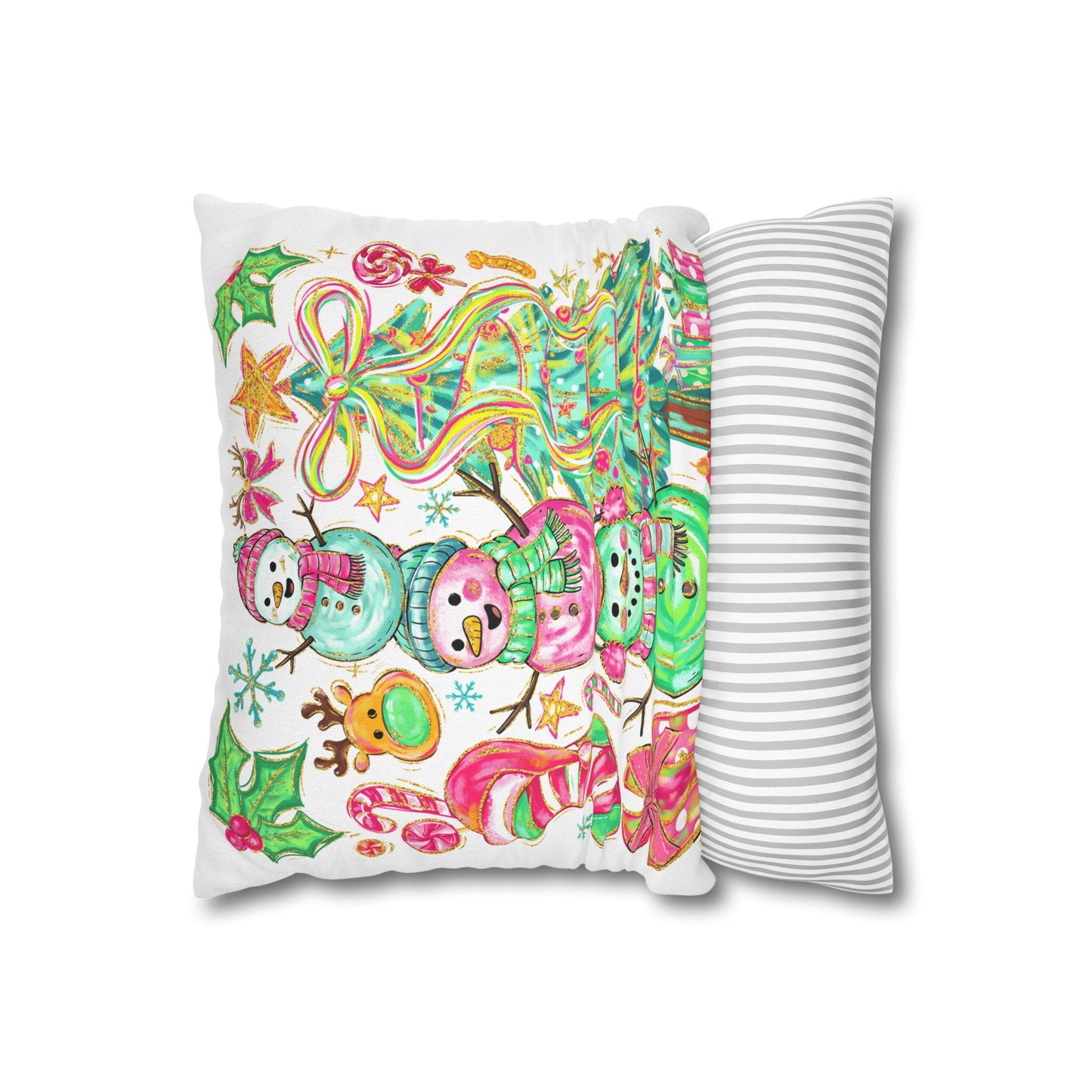 Festive Christmas Pillowcase, Holiday Decor, Winter Home Accent, Cute Snowman Design, Cozy Cushion Cover - VYBE Shop