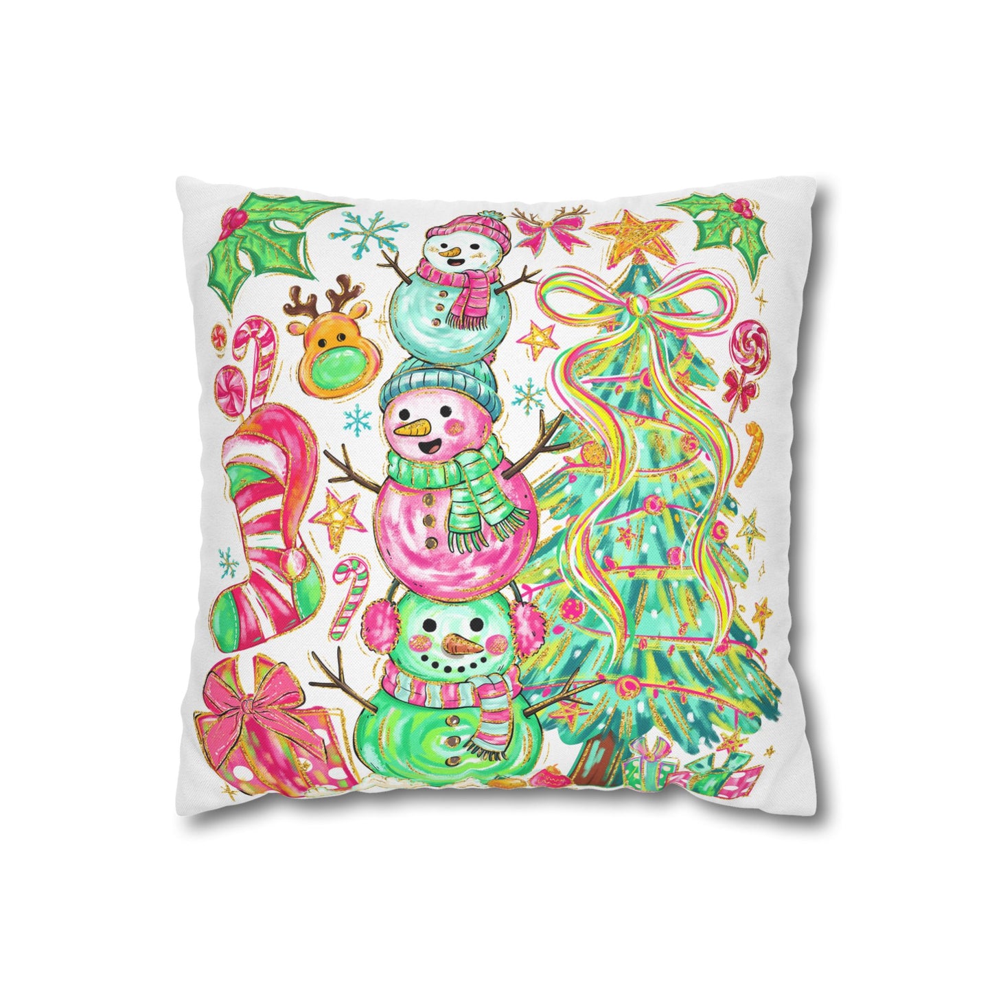 Festive Christmas Pillowcase, Holiday Decor, Winter Home Accent, Cute Snowman Design, Cozy Cushion Cover - VYBE Shop