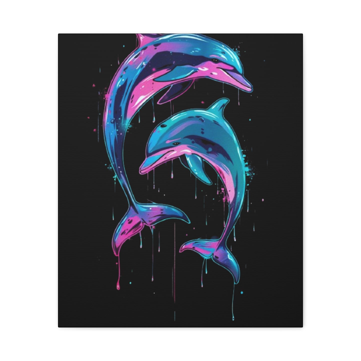 Neon Dolphin Design, Framed Canvas - VYBE Shop