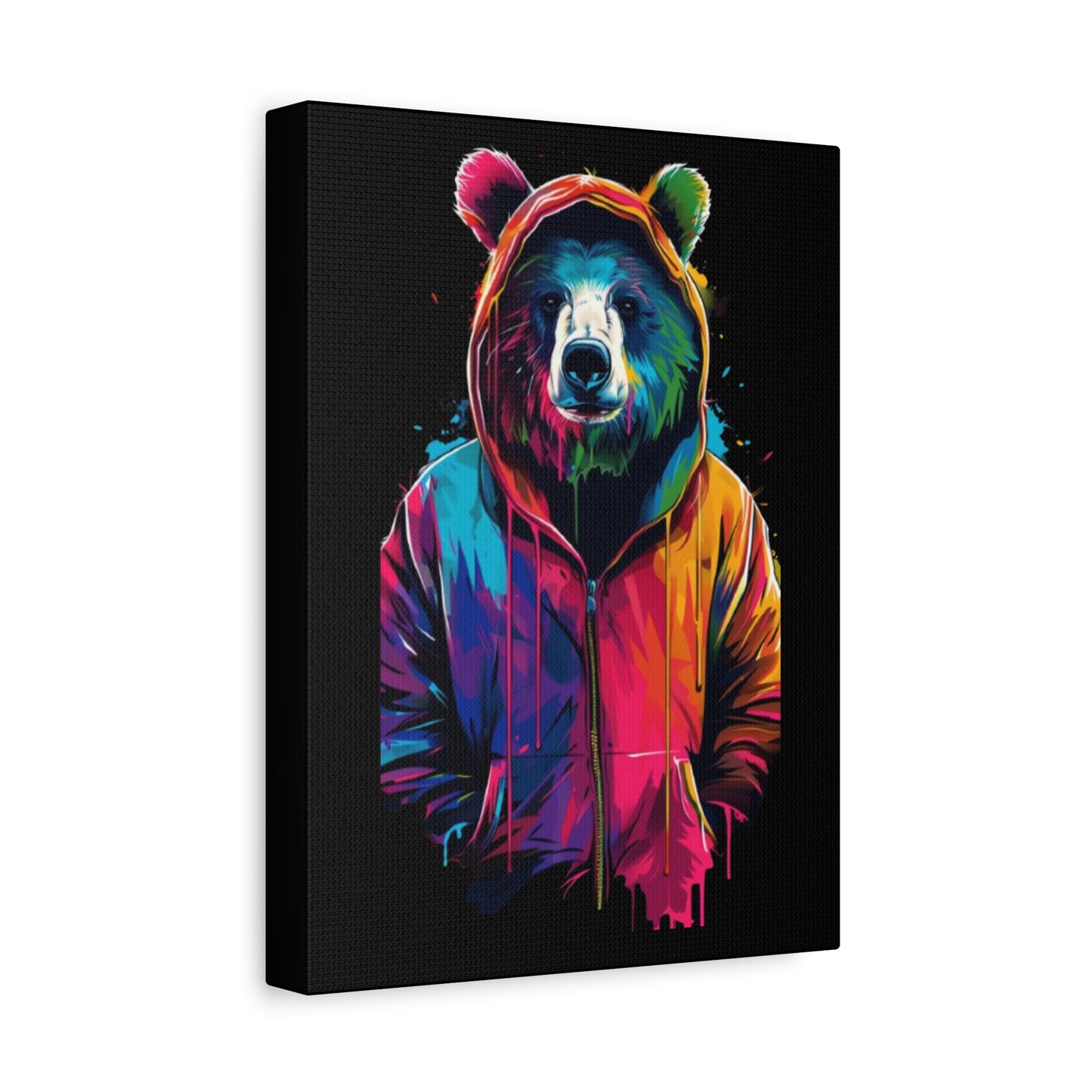 Vibrant Bear Canvas Art, Colorful Wall Decor, Modern Animal Painting, Home Aesthetic, Unique Gift Idea, Wildlife Lover Decor - VYBE Shop