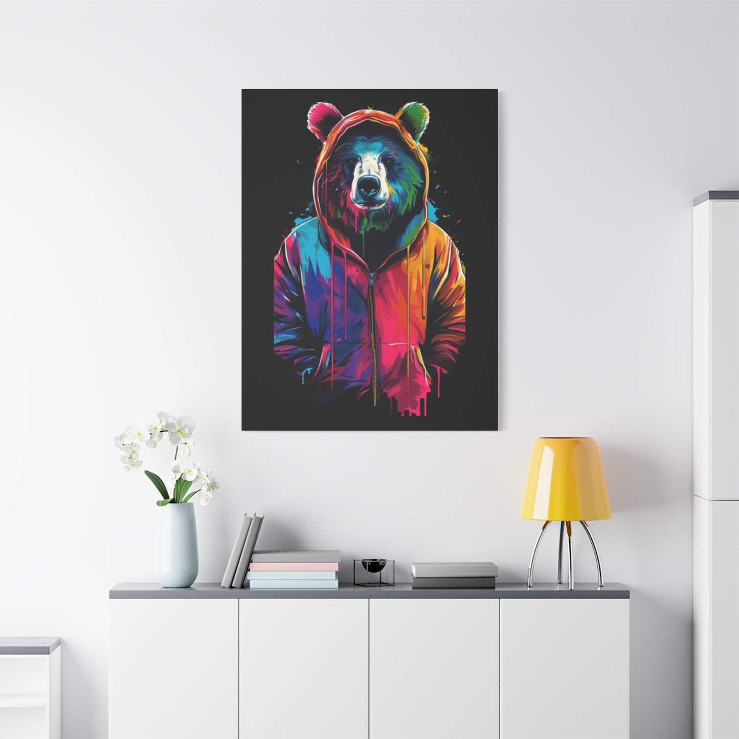 Vibrant Bear Canvas Art, Colorful Wall Decor, Modern Animal Painting, Home Aesthetic, Unique Gift Idea, Wildlife Lover Decor - VYBE Shop