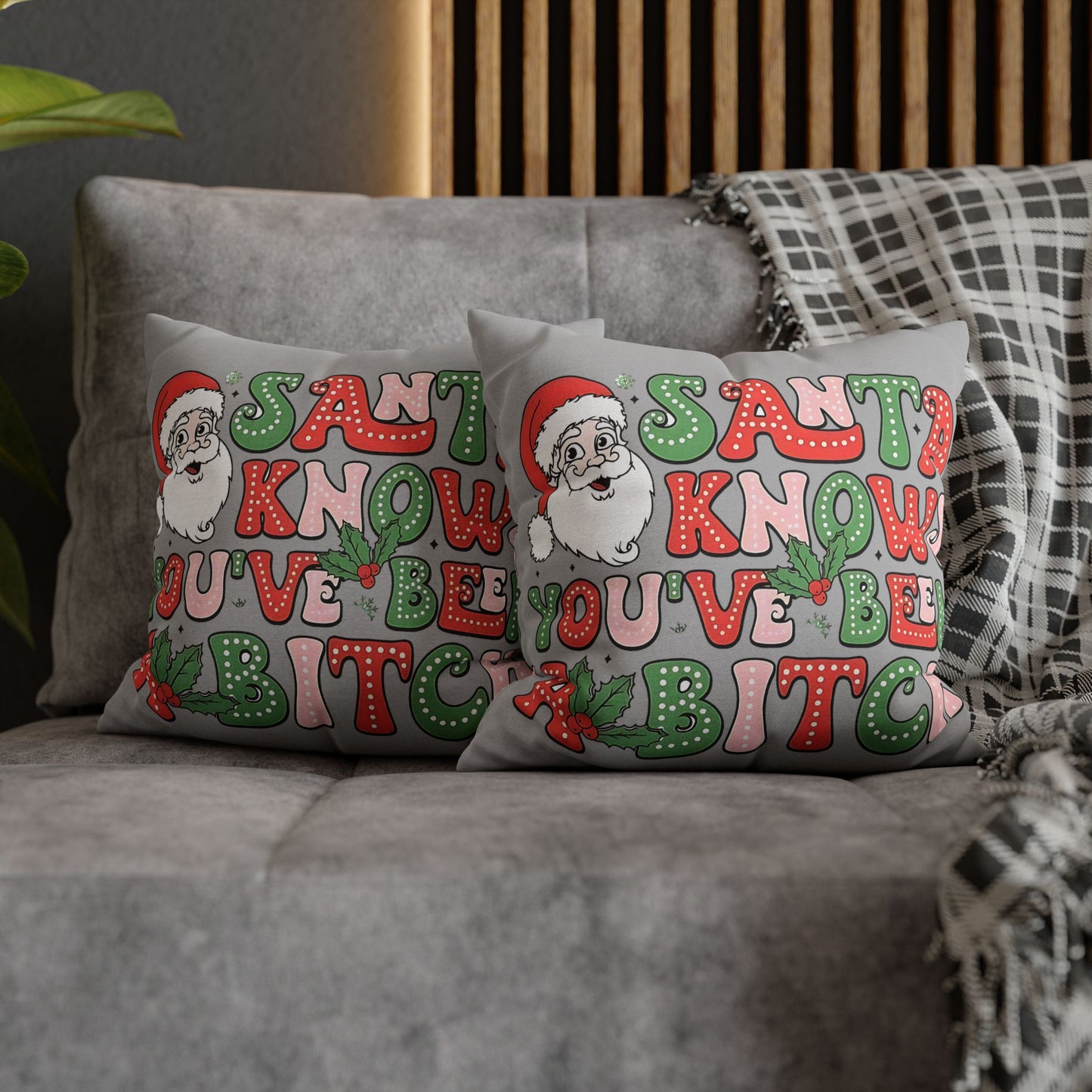 Funny Christmas Pillowcase - Santa Knows You've Been A Bit... Unique Decorative Accent for Holiday Decor, Perfect Gift for Friends and Family - VYBE Shop