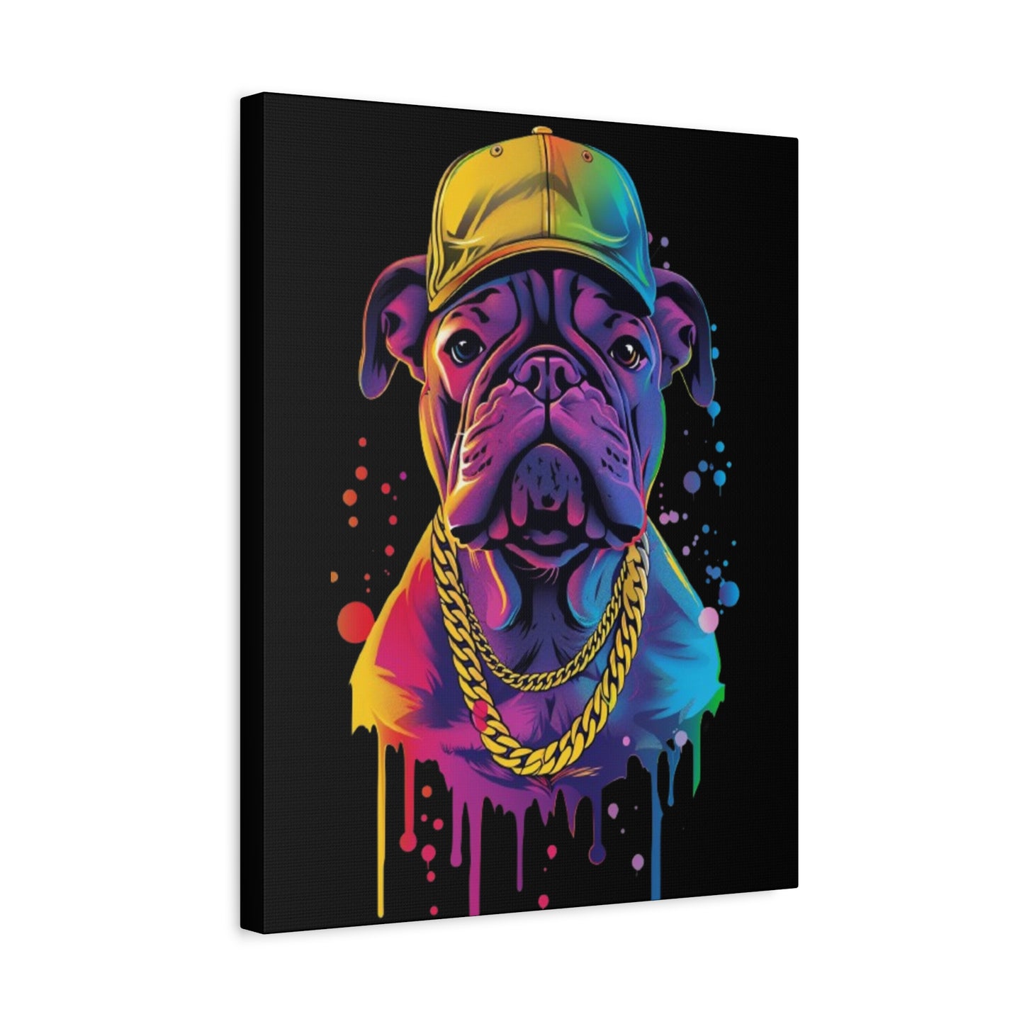 Neon Dog Portrait Canvas Art, Stretched Wall Decor, Pet Lover Gift, Funky Home Decor, Dog Themed Artwork, Unique Dog Gift - VYBE Shop