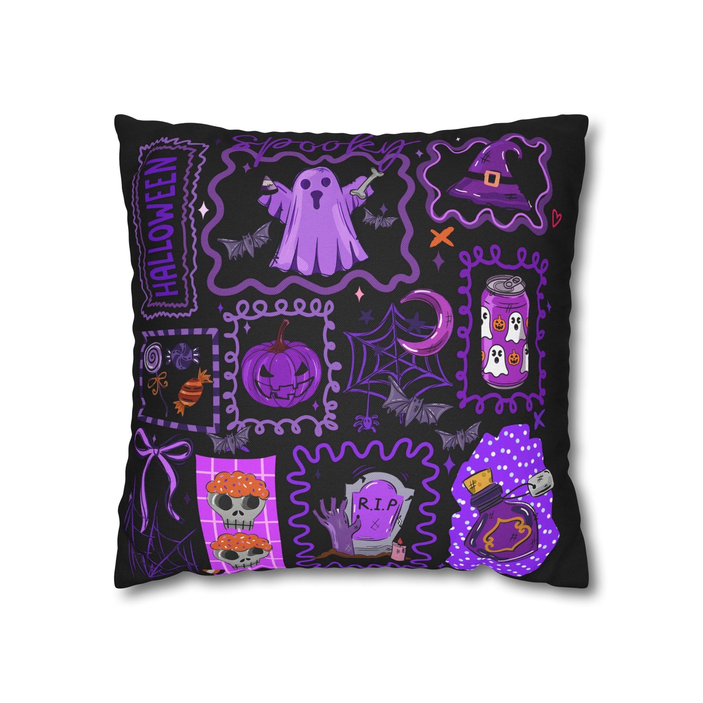 Halloween Pillowcase - Spooky Home Decor Cushion Cover with Ghost and Pumpkin Design - VYBE Shop