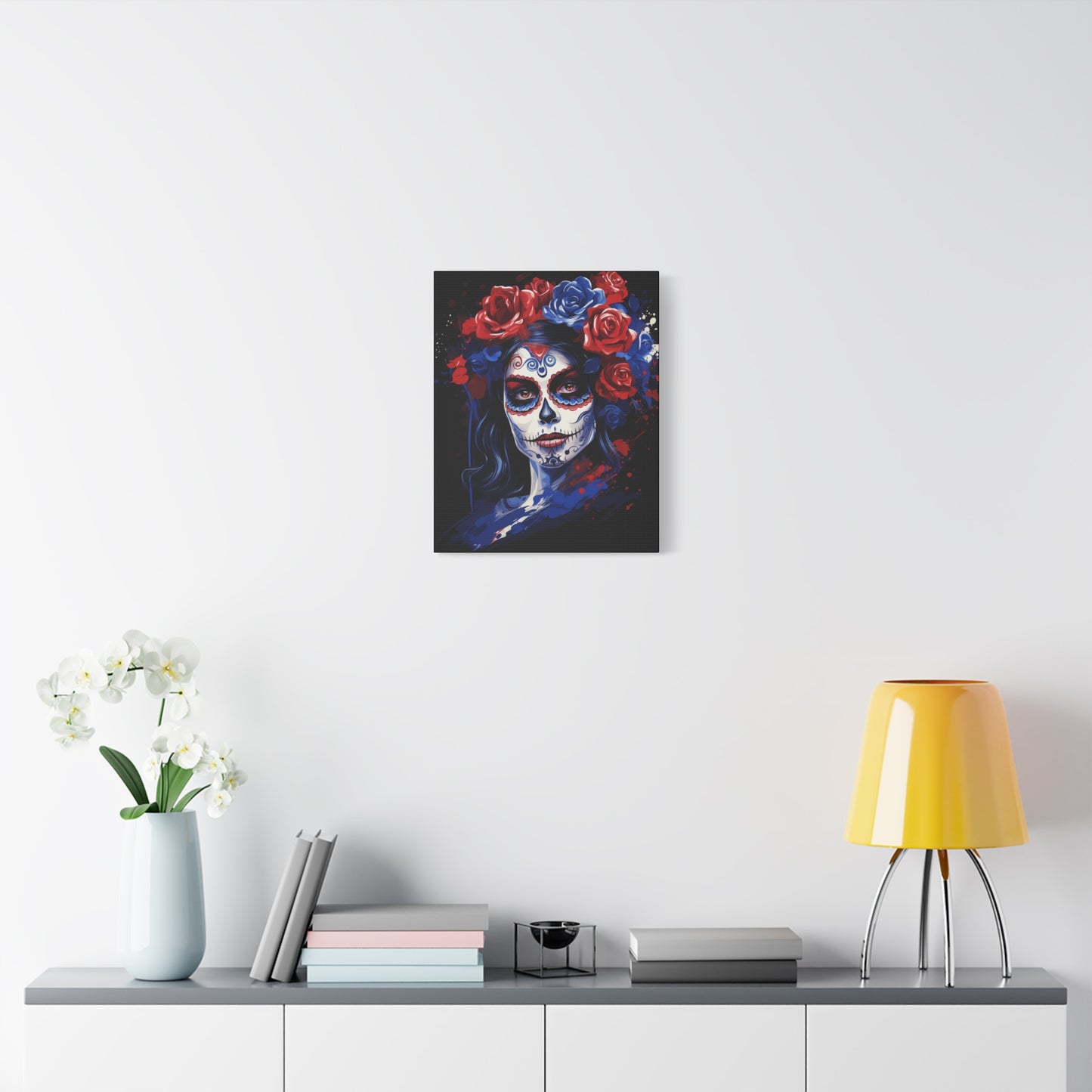 Canvas Art Print, Day of the Dead Decor, Floral Skull Artwork, Gothic Wall Art, Halloween Decoration, Unique Gift Idea, Mexican Tradition - VYBE Shop