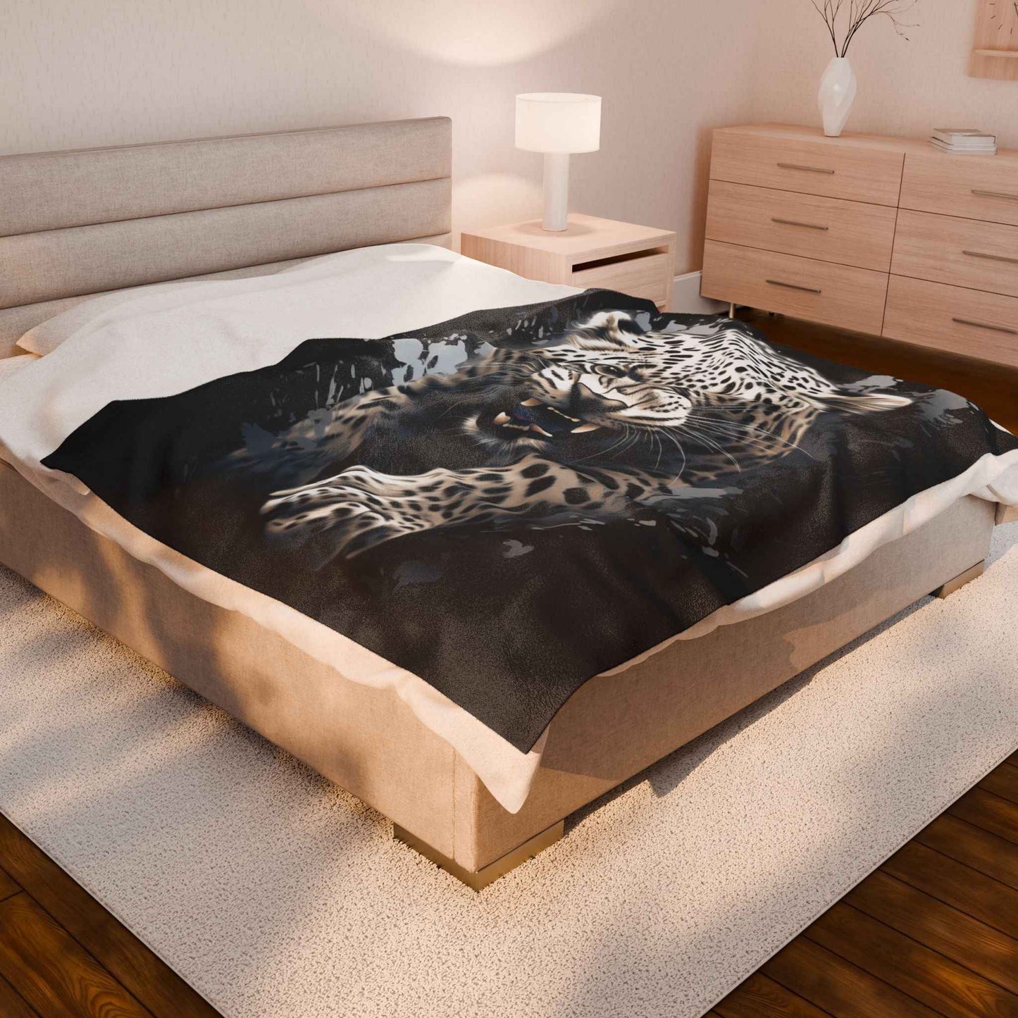 Fierce Leopard Plush Blanket