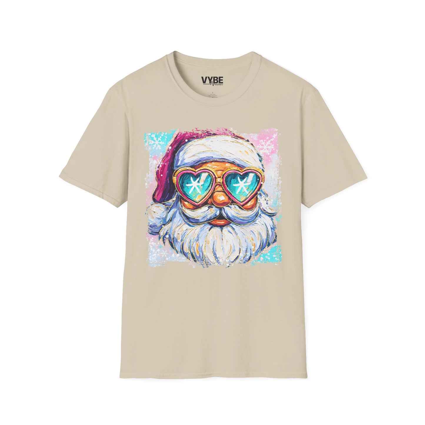 Festive Santa With Heart Glasses Tee - VYBE