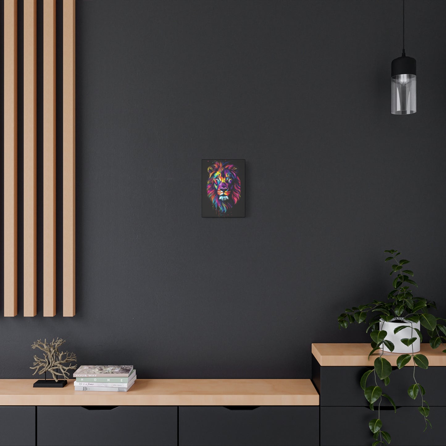 Neon Lion Art Canvas, Colorful Wall Decor, Animal Lover Gift, Home Decoration, Boho Style - VYBE Shop