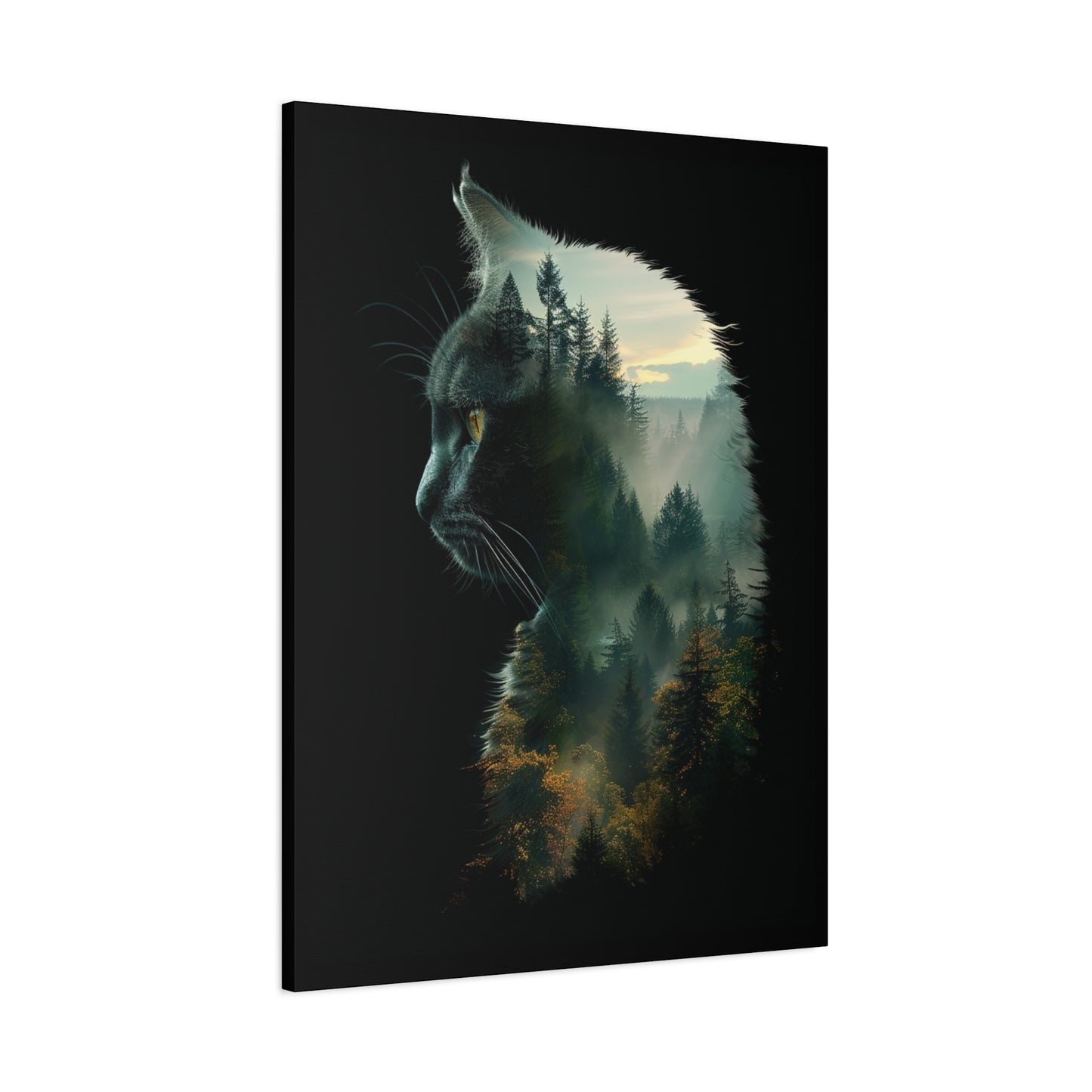 Cat Forest Matte Canvas Wall Art | Feline Home Decor, Gift for Cat Lovers, Nature Art Print, Unique Wall Decor, Cat-Themed Gift - VYBE Shop