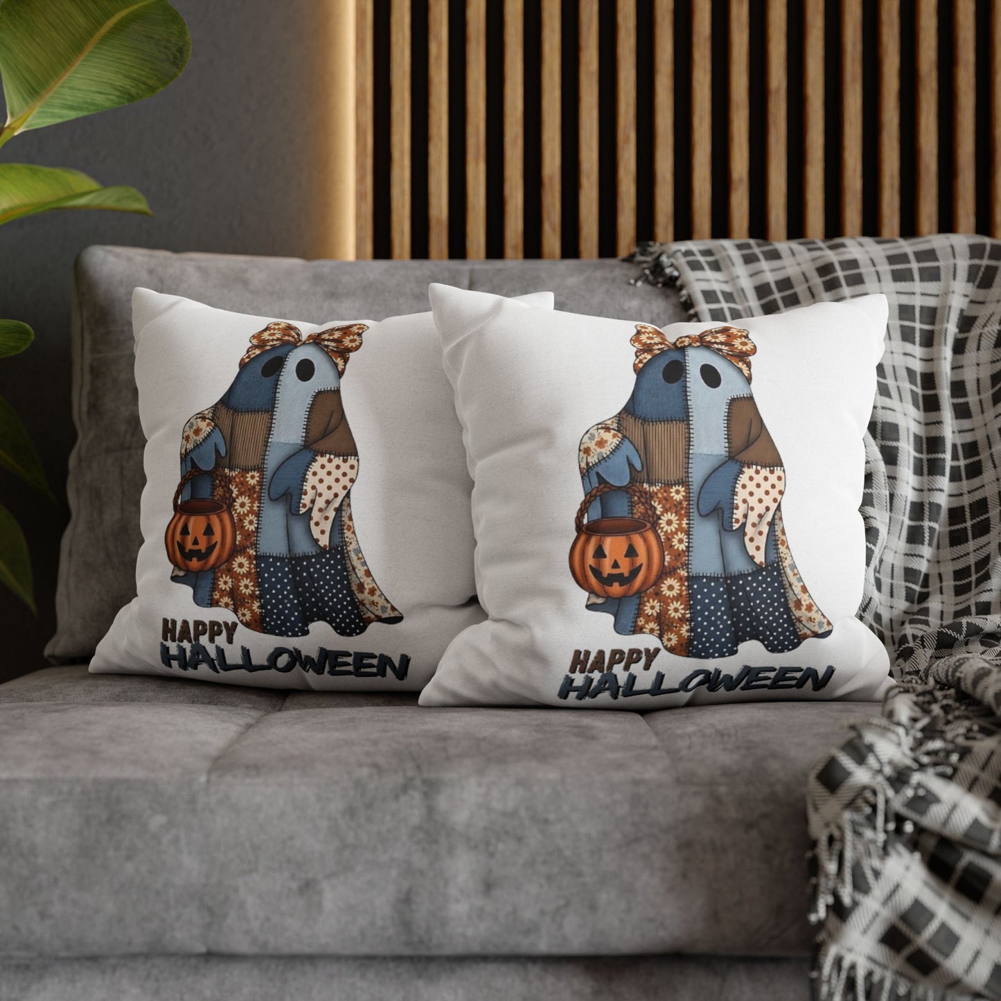 Halloween Ghost Pillowcase | Spun Polyester Cushion Cover, Fall Decor, Spooky Home, Cozy Halloween, Gift for Halloween Lovers - VYBE Shop