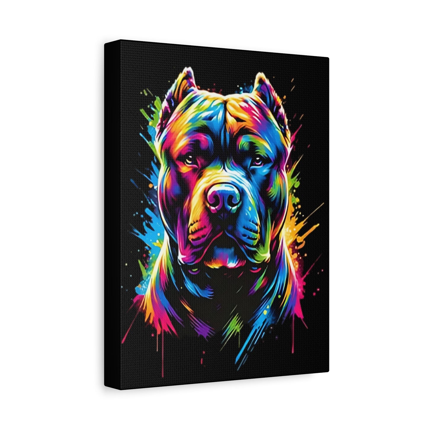Neon Pitbull Canvas Art Print | Pet Lover Wall Decor, Dog Decor, Home Art, Gift for Dog Owners, Vibrant Animal Wall Art - VYBE Shop