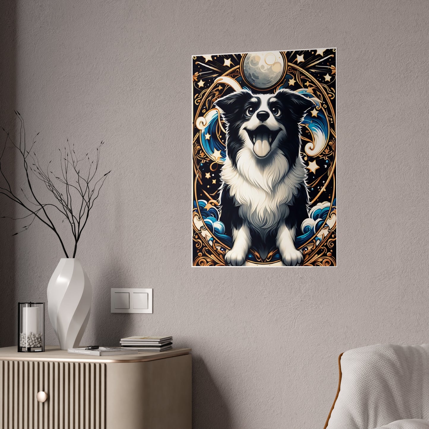Glossy Dog Art Poster, Magical Pet Wall Decor - VYBE Shop