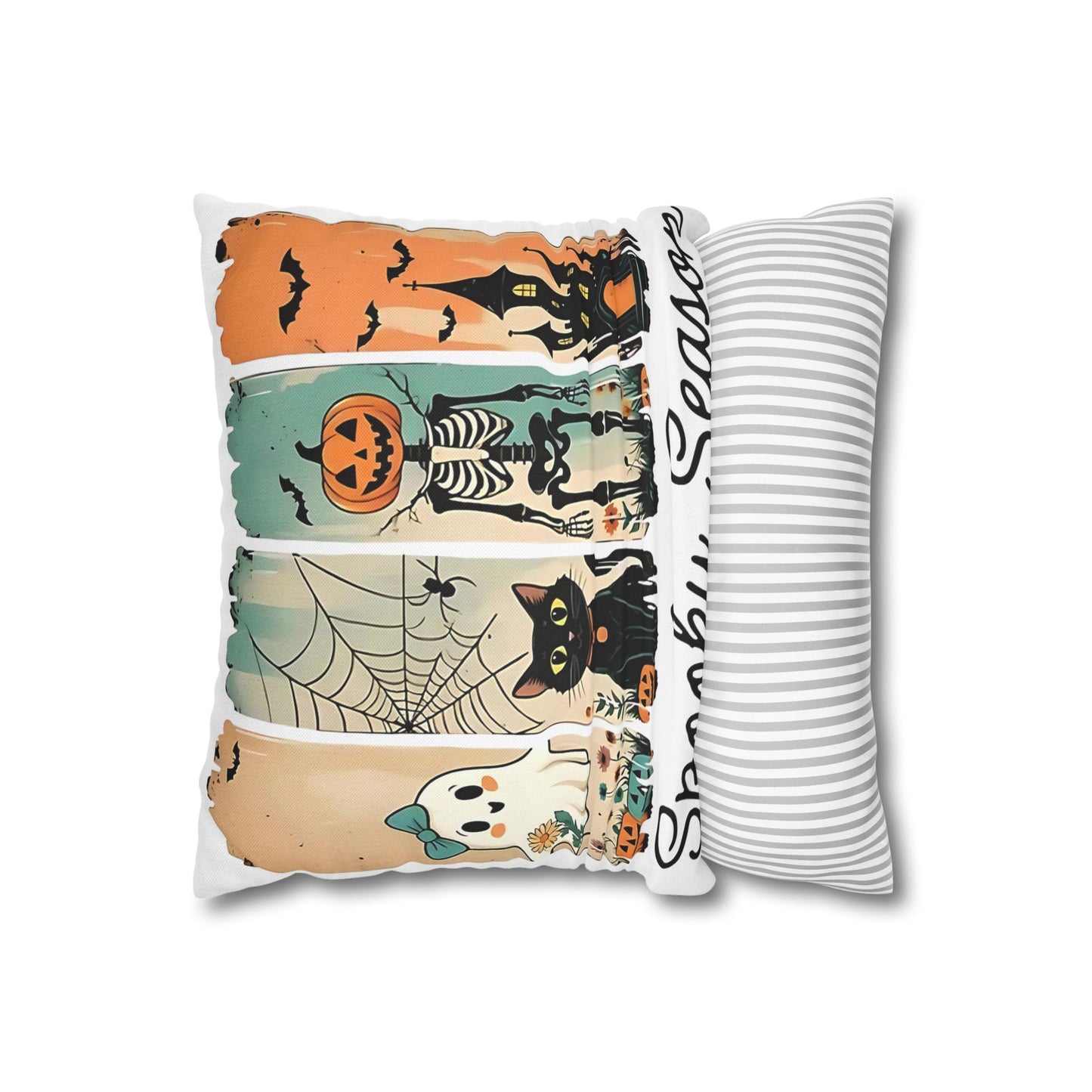 Halloween Pillowcase - Cozy Fall Decor with Cat and Ghost Design, Perfect for Autumn and Spooky Season Gifts - VYBE Shop