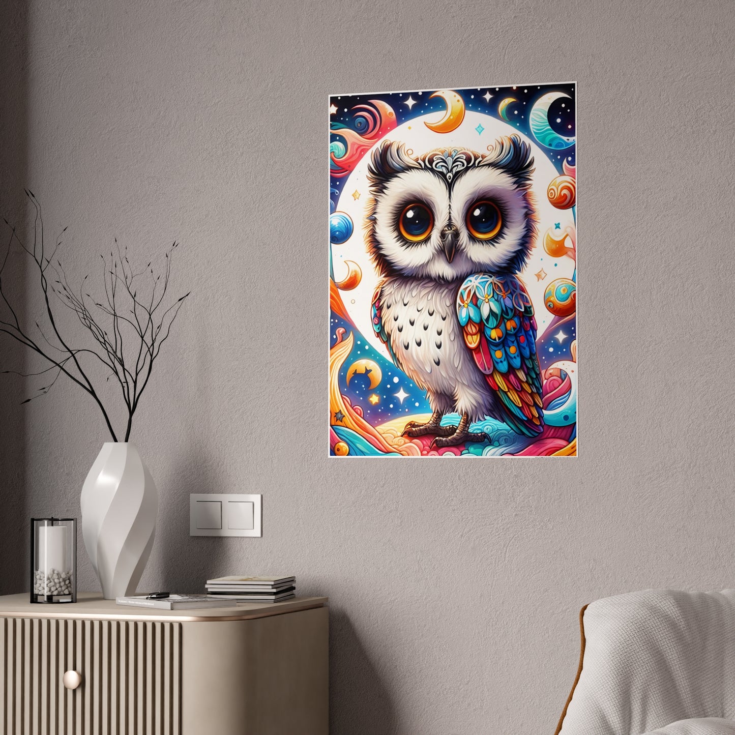 Vibrant Owl Art Poster, Colorful Wall Decor - VYBE Shop