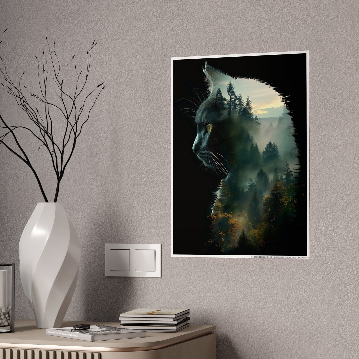 Mystical Cat Wall Art Print - Glossy Poster for Cat Lovers, Unique Nature-Inspired Home Decor - VYBE Shop
