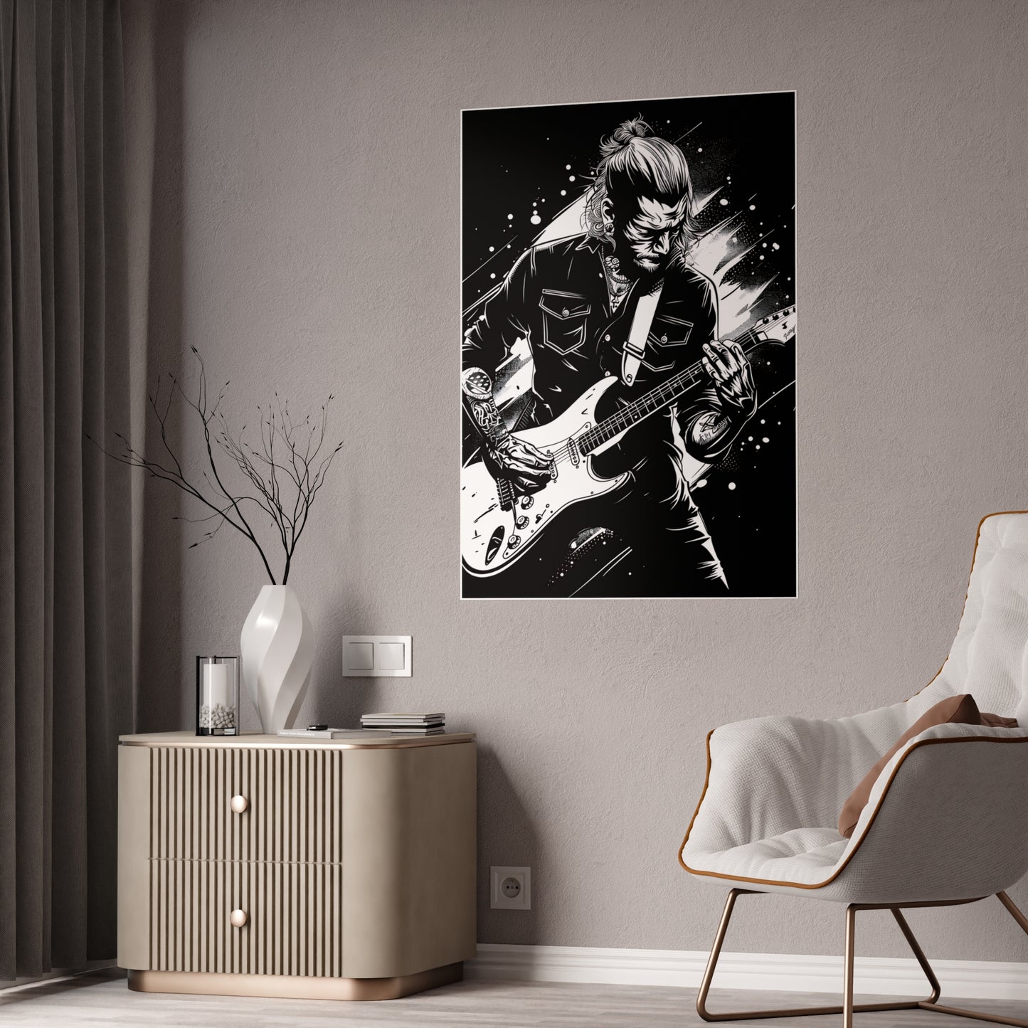 Rock Rockstar Gloss Poster - Rock Music Wall Art Décor, Black and White Art Print for Musicians, Aesthetic Living Room Gift - VYBE Shop