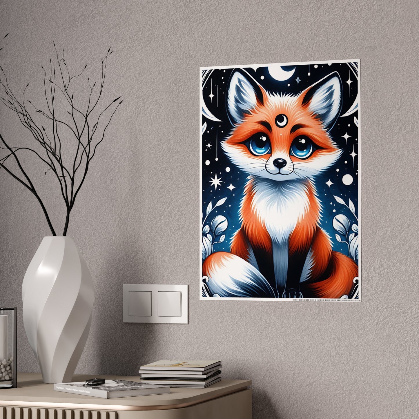 Glossy Fox Art Poster, Cute Animal Poster - VYBE Shop
