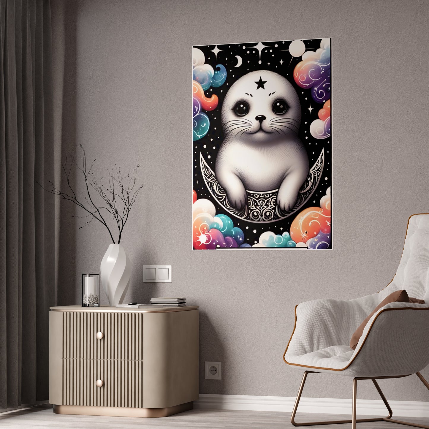 Whimsical Seal Poster, Cute Animal Decor - VYBE Shop