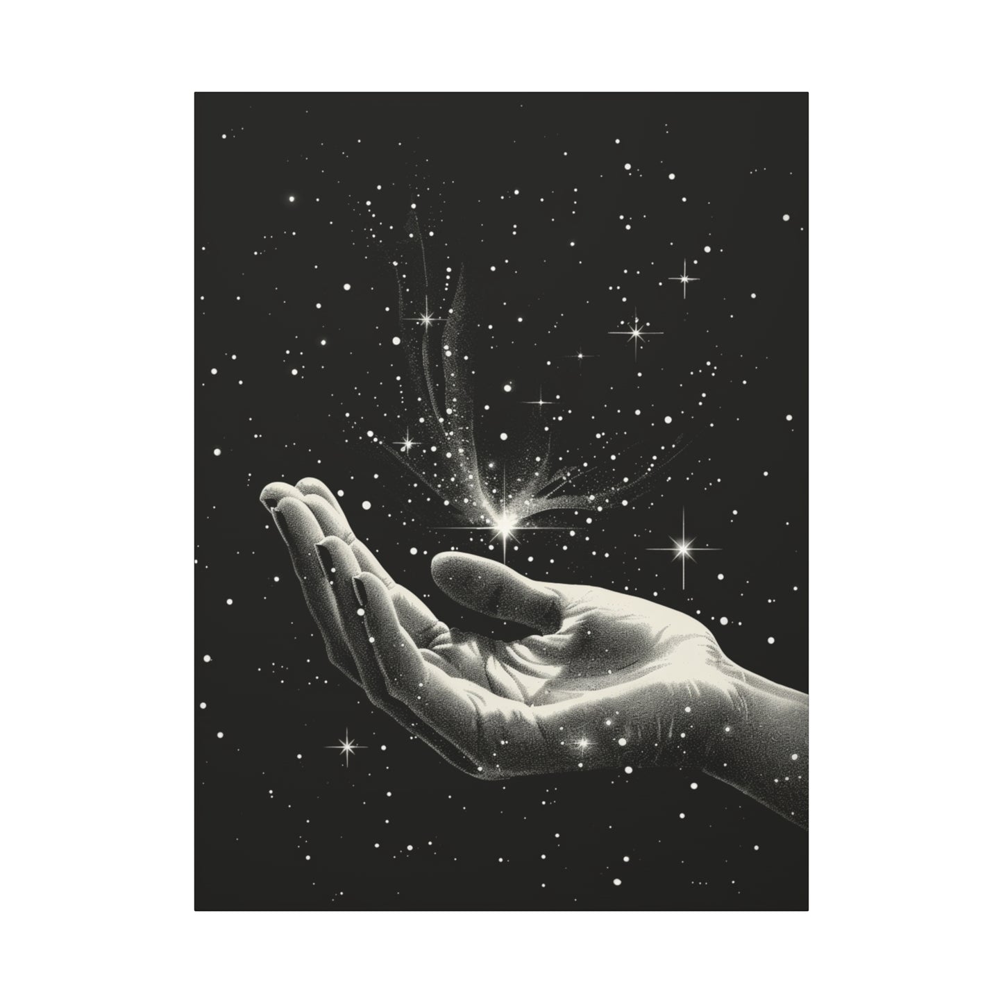 Stretched Canvas Wall Art, Celestial Hand Design, Spiritual Home Decor, Modern Art for Living Room, Gift for Space Lovers - VYBE Shop
