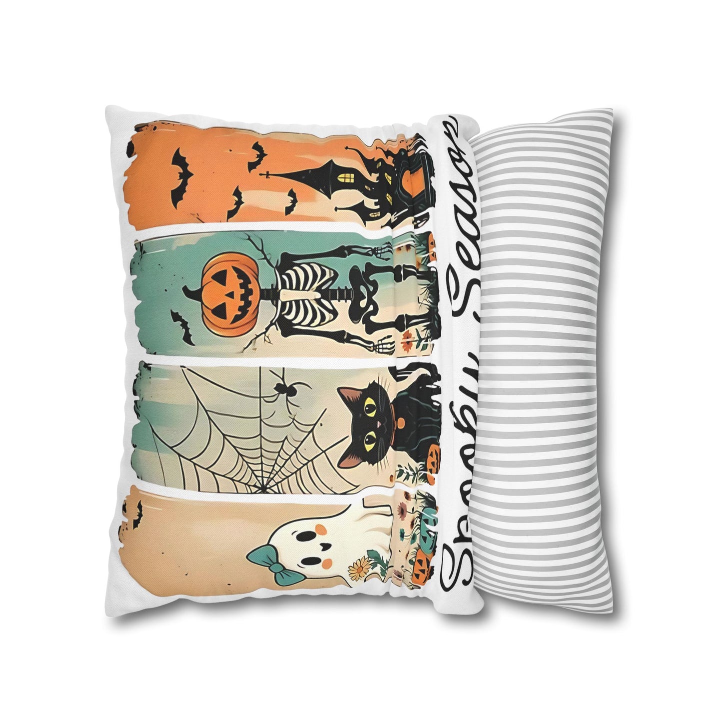Halloween Pillowcase - Cozy Fall Decor with Cat and Ghost Design, Perfect for Autumn and Spooky Season Gifts - VYBE Shop