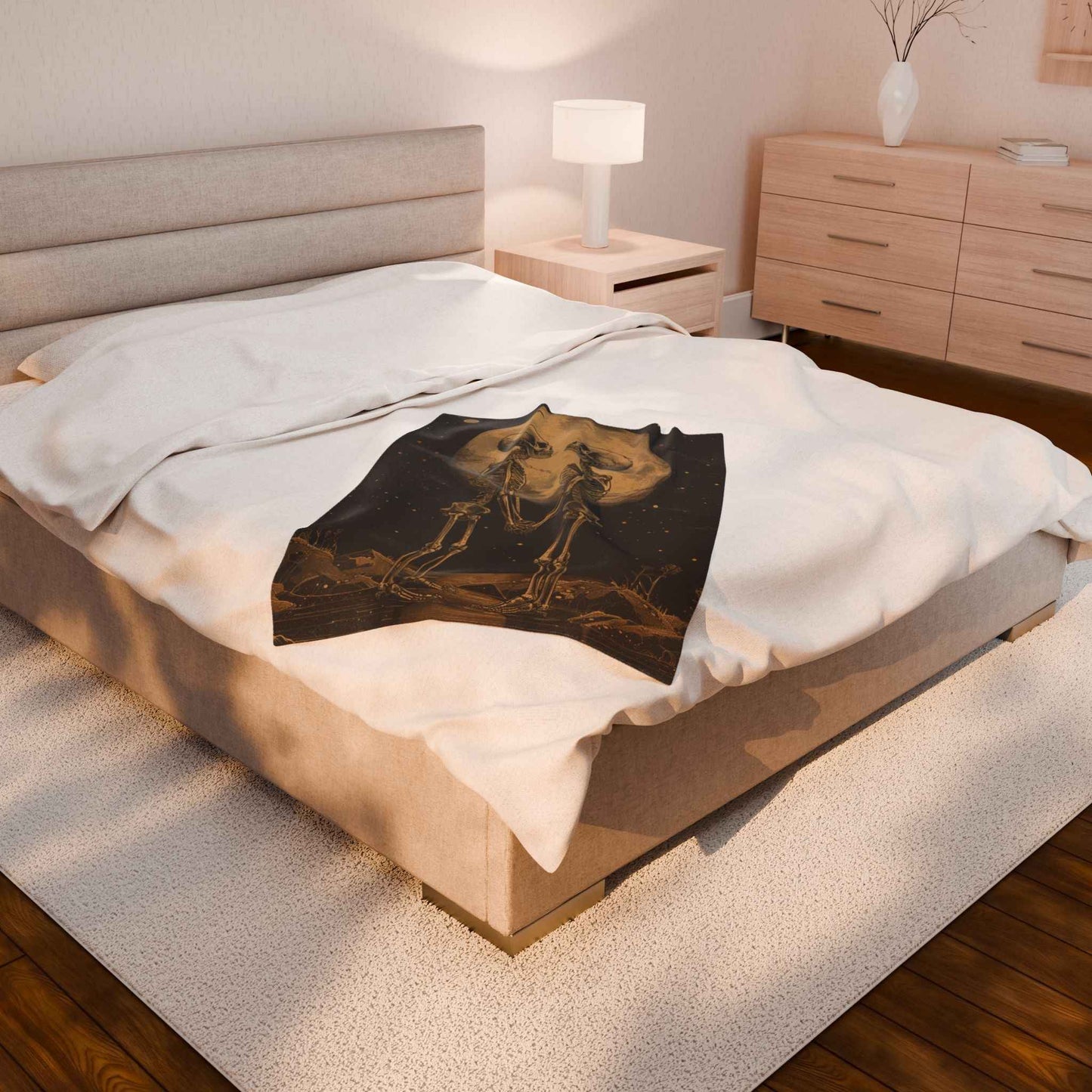 Romantic Skeleton Plush Blanket for Cozy Nights
