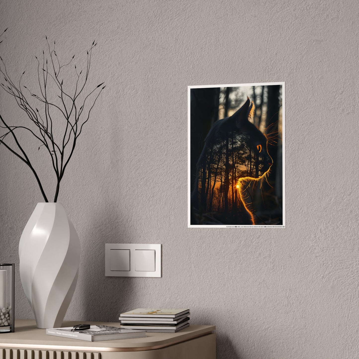 Cat Mystical Poster - Glossy Wall Art for Nature Lovers, Home Office Aesthetic, Perfect Cat Lover Gift and Animal Art Print - VYBE Shop