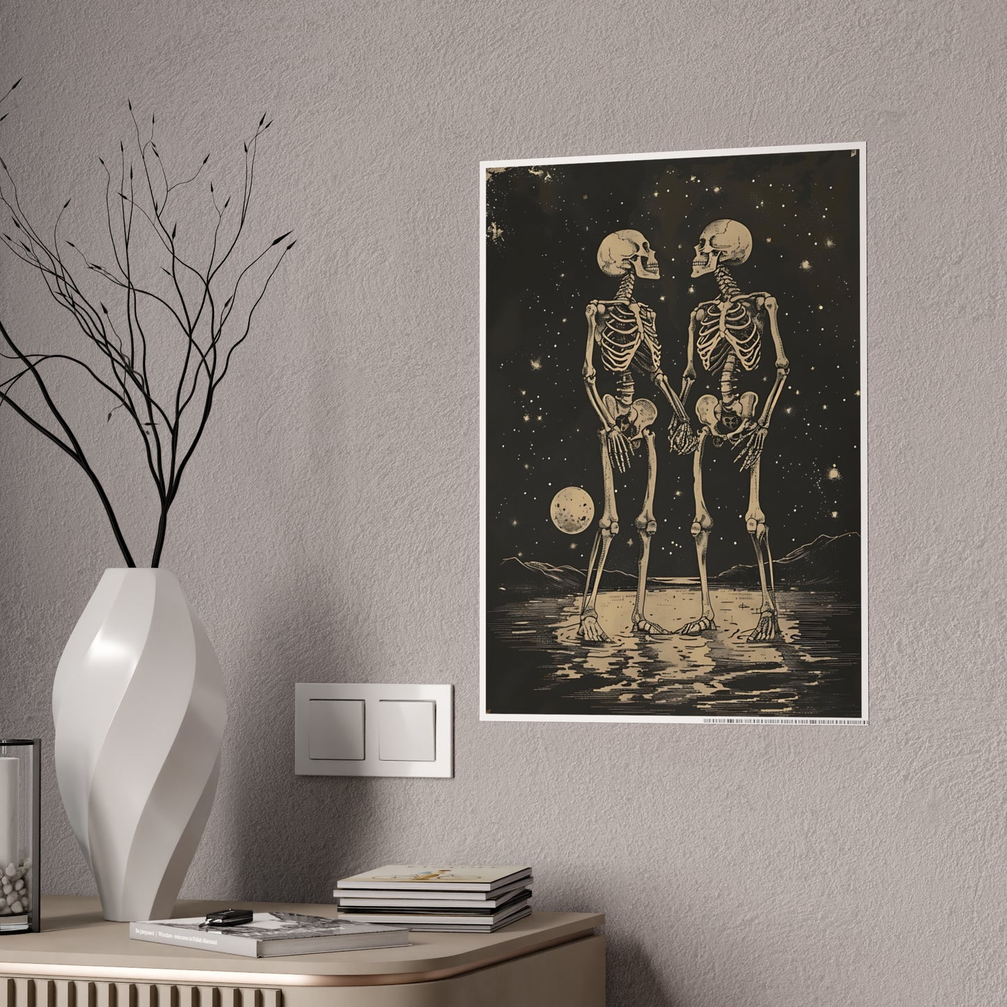 Skeleton Lovers Poster - Dark Aesthetic Decor and Gothic Home Accents - VYBE Shop