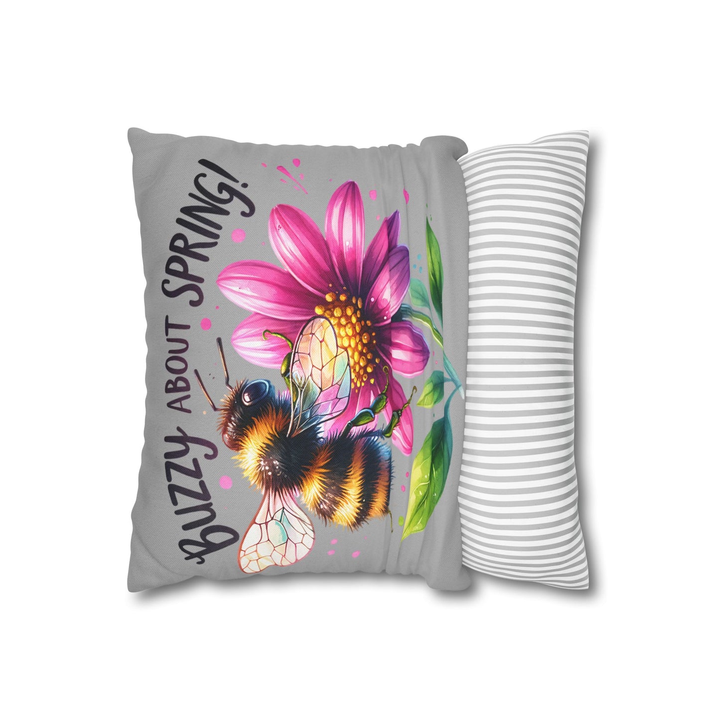 Buzzing Spring Pillowcase - Bee Decor Floral Cushion Cover for Spring Home Decor, Perfect Gift for Bee Lovers and Nature-Inspired Decor - VYBE Shop